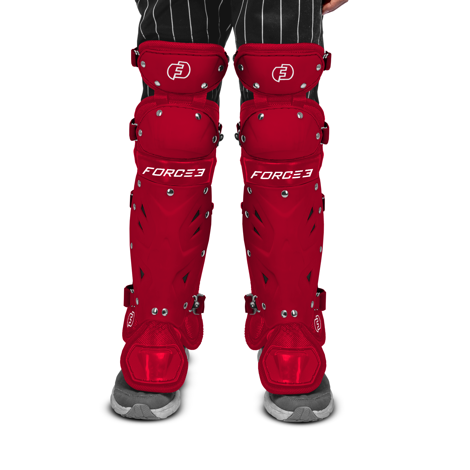 FORCE3 Defender Catcher Leg Guards for Baseball - Youth Size 12.5, Ages 6-9 | Protective Gear for Junior Catchers | Perfect for Little League Games & Practice