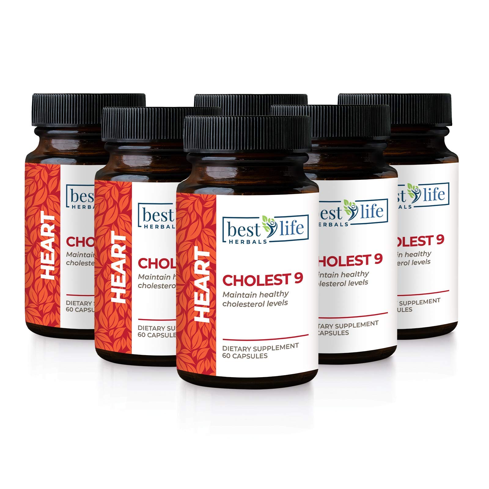 Cholest 9 Natural Cholesterol Supplement - 60 Capsules per Bottle (6 Pack) - Supports Healthy Cholesterol Levels & Heart Health - Plant-Based Dietary Supplement for Adults - Perfect for Daily Wellness Routine & Heart Care
