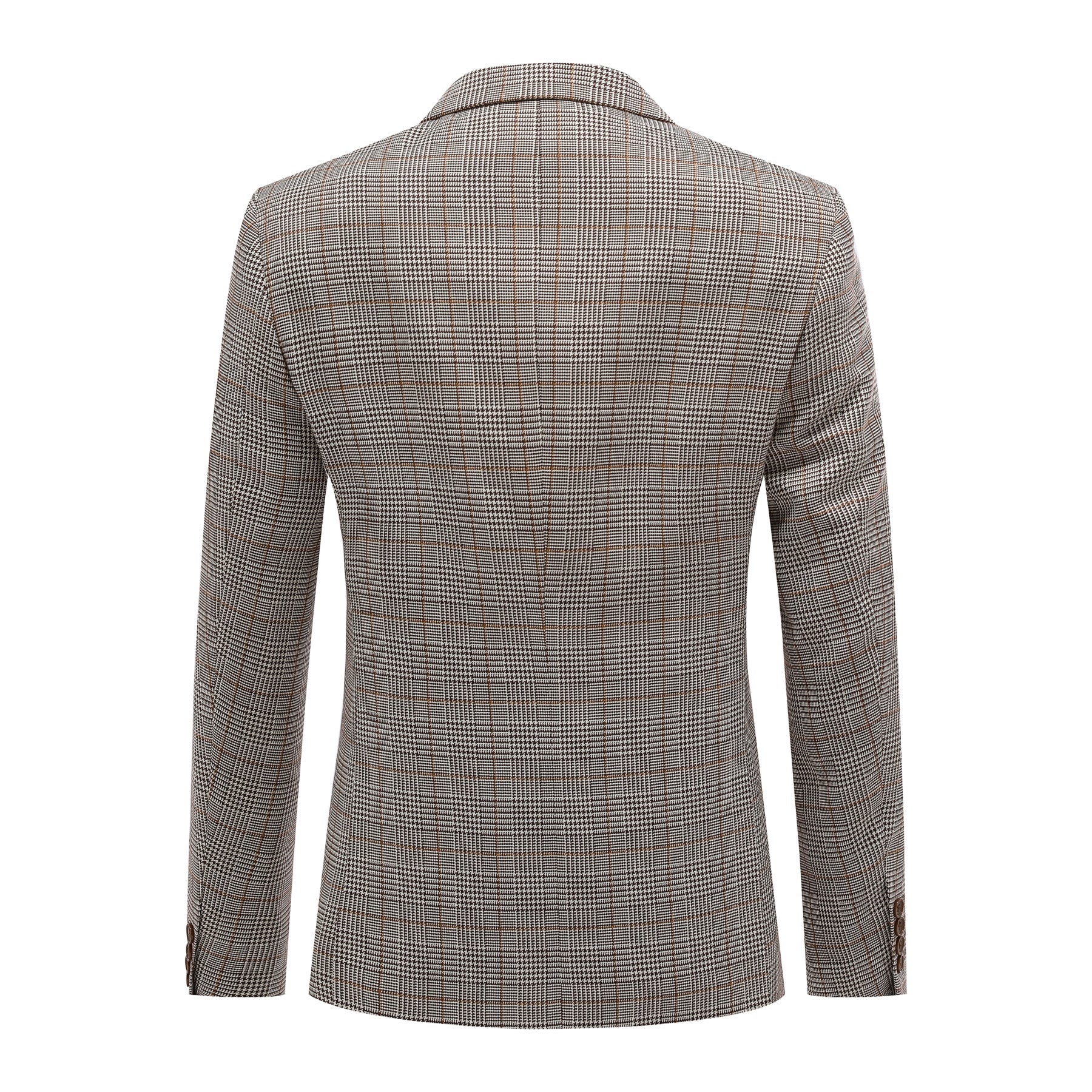 Premium 3-Piece Plaid Suit Set for Men - Stylish Coffee Brown Business Attire - Perfect for Office, Weddings & Formal Events