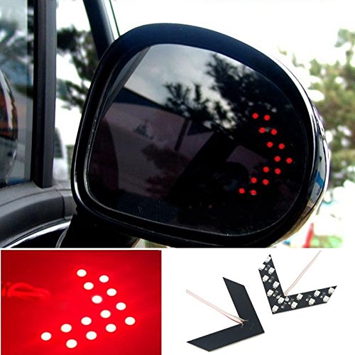 Ronben 2x14-SMD LED Arrow Panels - Red Car Side Mirror Turn Signal Indicator Lights for Enhanced Safety & Style | Perfect for Jeep, Truck & SUV Customization