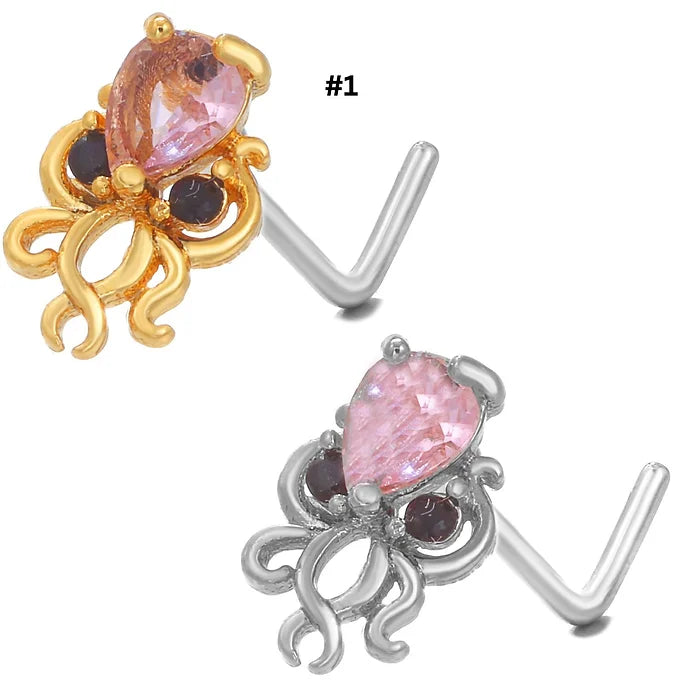 20G Surgical Steel Octopus Nose Ring - Hypoallergenic Body Jewelry for Cartilage & Nostril Piercings | Perfect for Everyday Wear & Alternative Fashion Styles