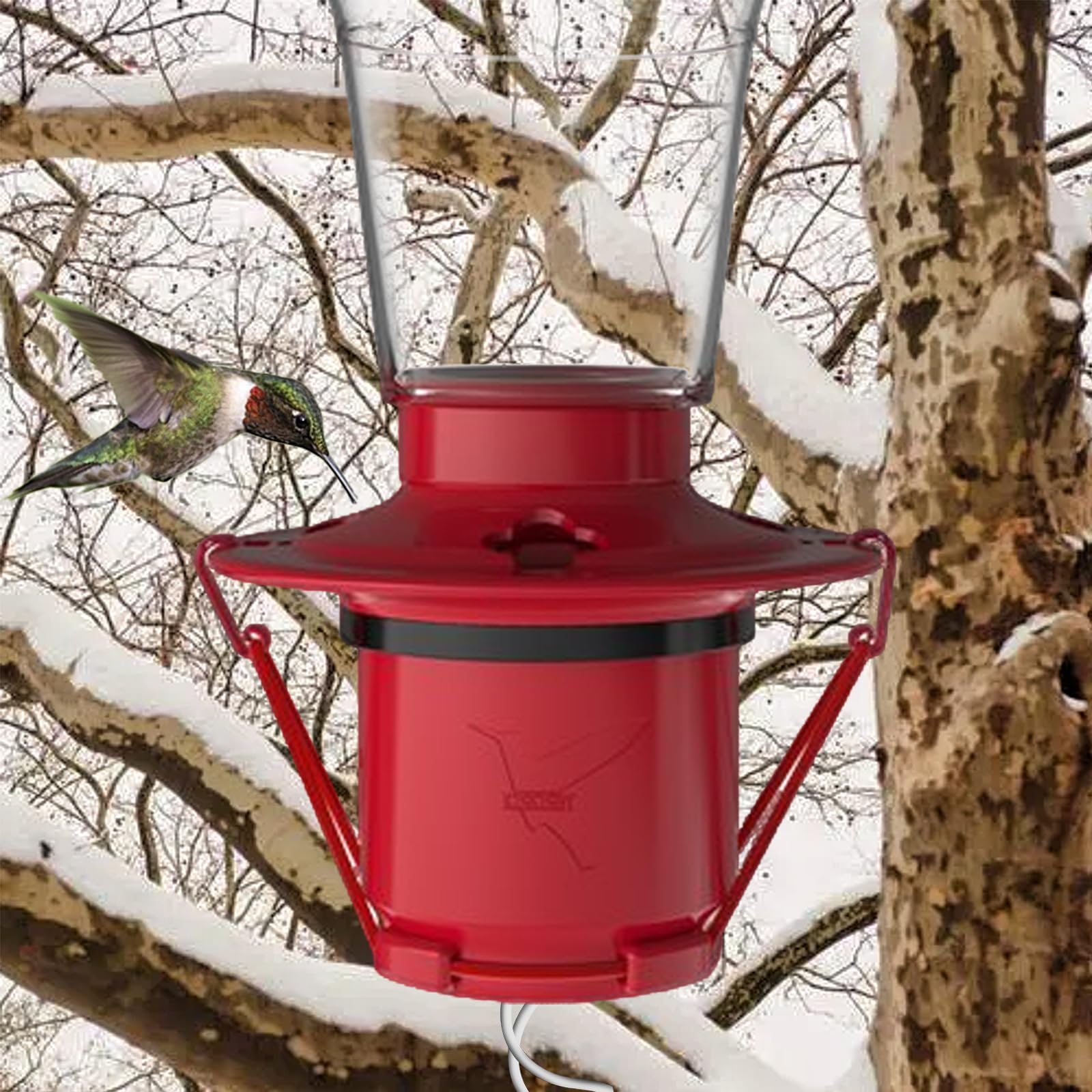 Hummingbird Feeder Heater for Freezing Outdoors - Attaches to Feeder Bottom - Red Bird Feeder Warmer for Backyard, Garden, Patio & Yard - Perfect for Winter Bird Feeding (Heater Only, No Feeder Included)