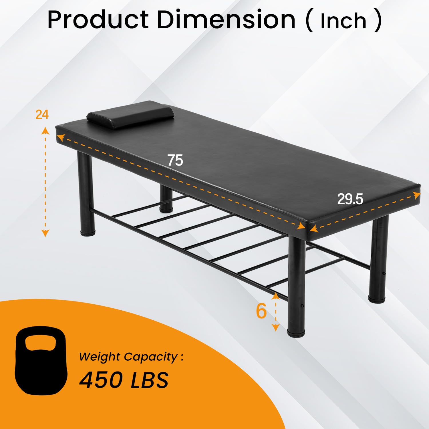Professional FDW Massage Table 75x30 Inches - Heavy Duty PU Leather Spa Bed with Metal Frame & Pillow - Physical Therapy, Salon & Medical Recovery Massage Bed - Perfect for Clinics, Spas & Home Use
