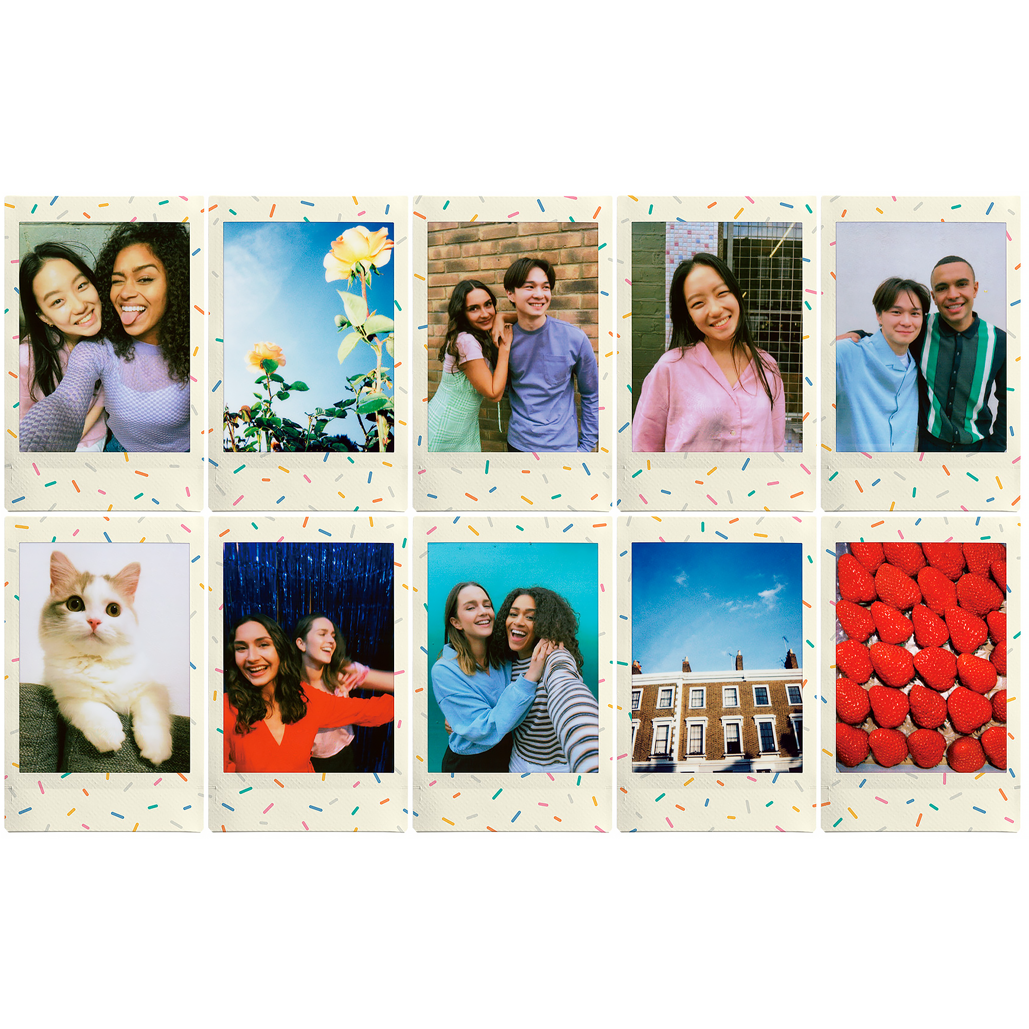 Fujifilm Instax Mini Sprinkles Frame Instant Camera Film - 10 Exposures Pack for Parties, Travel & Creative Photography