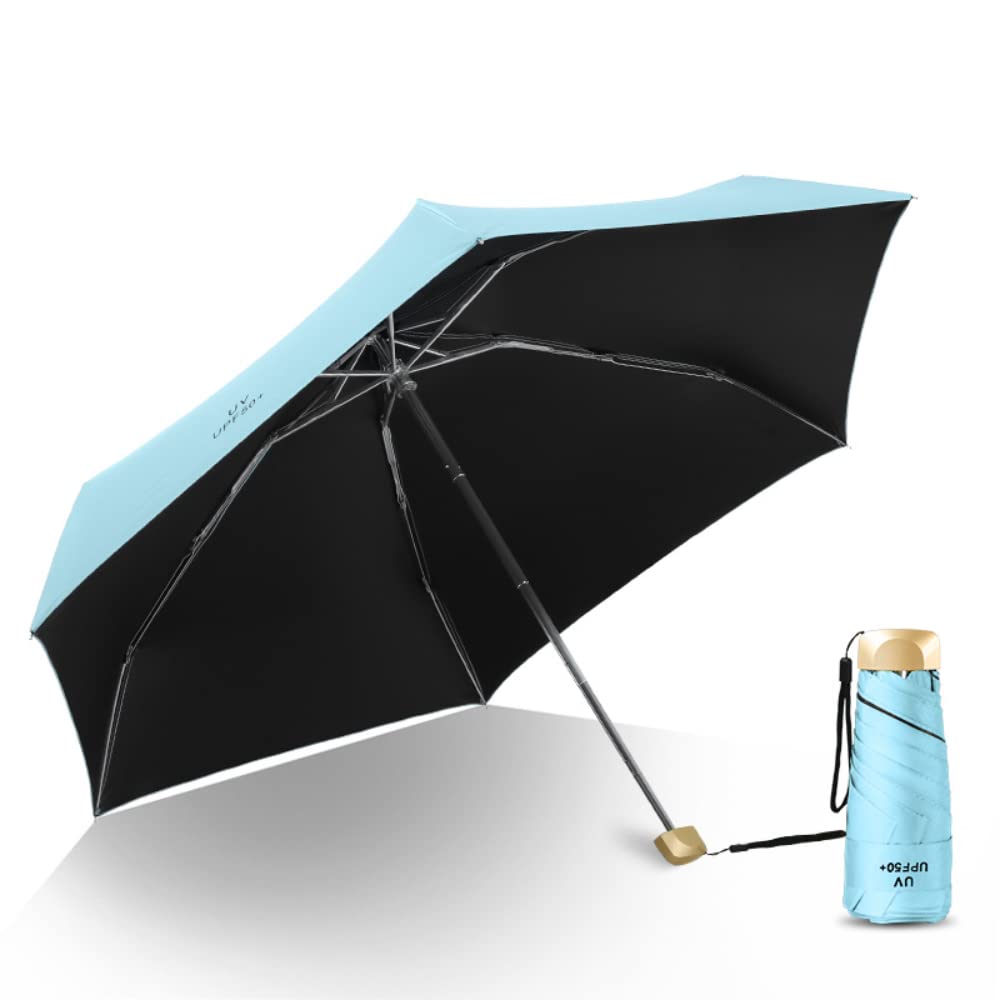 MIEDEON Ultra Light Mini Six Bone Umbrella - Compact Folding Travel Umbrella with Black Glue Sun Protection & Clear Canopy, Portable Bag Included - Perfect for Outdoor, Travel, and Daily Use