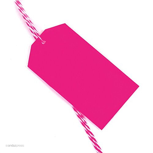 Andaz Press Classic Blank Gift Tags - 12-Pack Fuchsia Solid Color Tags for Birthday, Wedding & Holiday Presents Wrapping