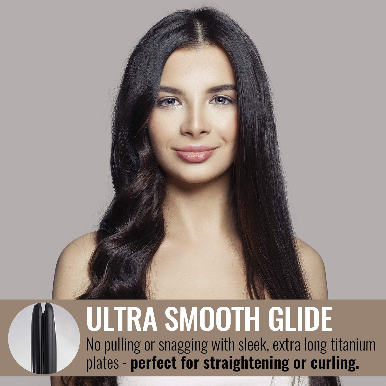 HAI Titanium XL Professional Flat Iron - Extra Long Plates Hair Straightener with Ionic Technology for Faster Styling | Salon-Quality Styling for Long, Thick Hair at Home