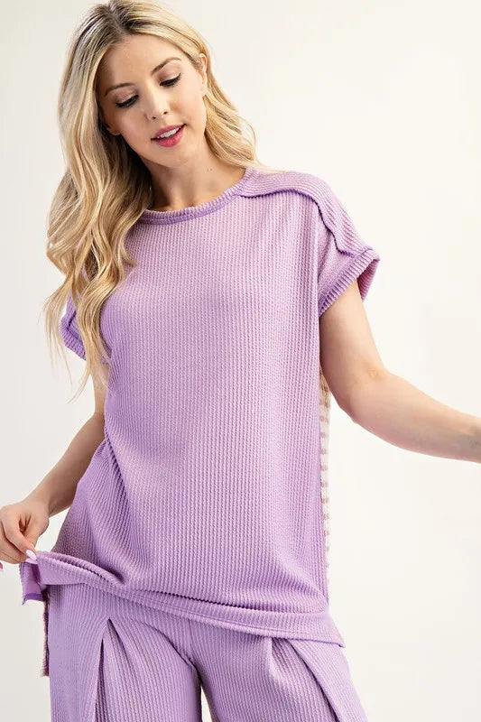 **Celeste Plus Size Ribbed & Striped Long Sleeve Top with Cuff Sleeves – Women's Casual Blouse for Work, Date Night & Everyday Wear**