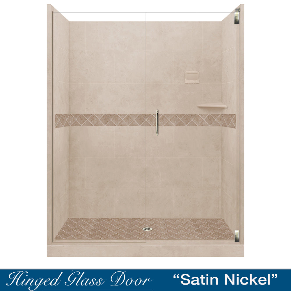 60 Alcove Brown Sugar Sistine Stone & Diamond Stone Accent DIY Shower Remodel Kit - Easy Bathroom Upgrade for Modern Home Renovation