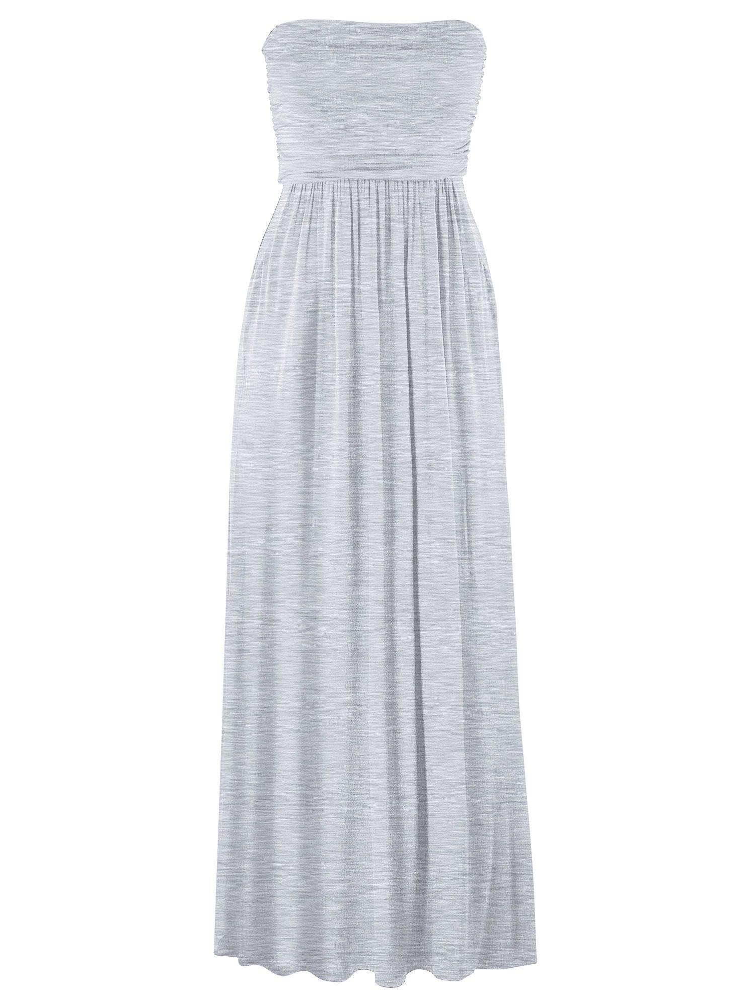 FashionMille Women's Strapless Tube Long Maxi Dress with Pockets - Elegant Summer Beach Wedding Party Formal Wear