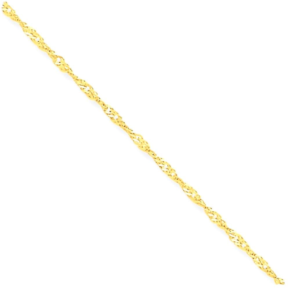 10K Solid Yellow Gold 1.1mm Singapore Chain Anklet - Dainty Summer Beach Foot Jewelry for Women | Perfect for Vacation, Pool Party & Boho Style Outfits
