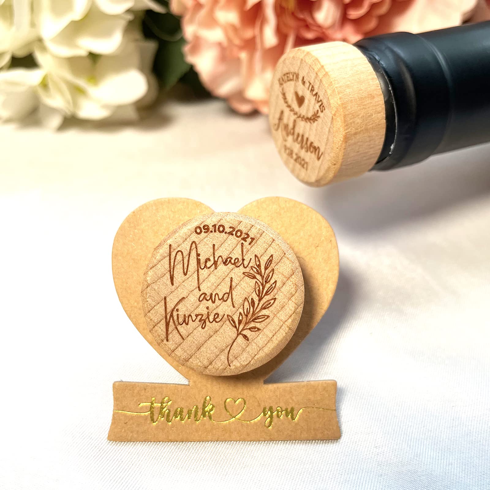 Personalized 150 PCS Wine Bottle Cork Stoppers with Foiled Thank You Card - Elegant Wedding Favors, Bridal Shower Gifts, Party Supplies - Perfect for DIY Wedding Decor, Anniversary Celebrations & Special Events