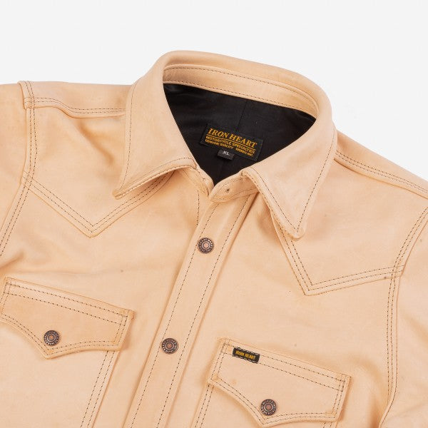 Iron Heart Horsehide Western Shirt - The Pale Rider in Natural Leather - Perfect for Cowboy Style, Western Fashion & Vintage Outfits