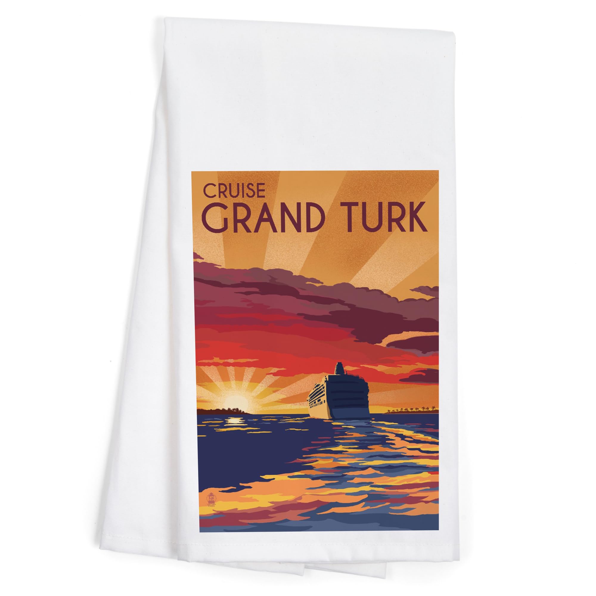 Lantern Press Cruise Grand Turk 100% Cotton Tea Towel - Decorative Kitchen Hand Towel for Home & Gifts | Dish Drying, Wall Decor, Coastal Bathroom Accent