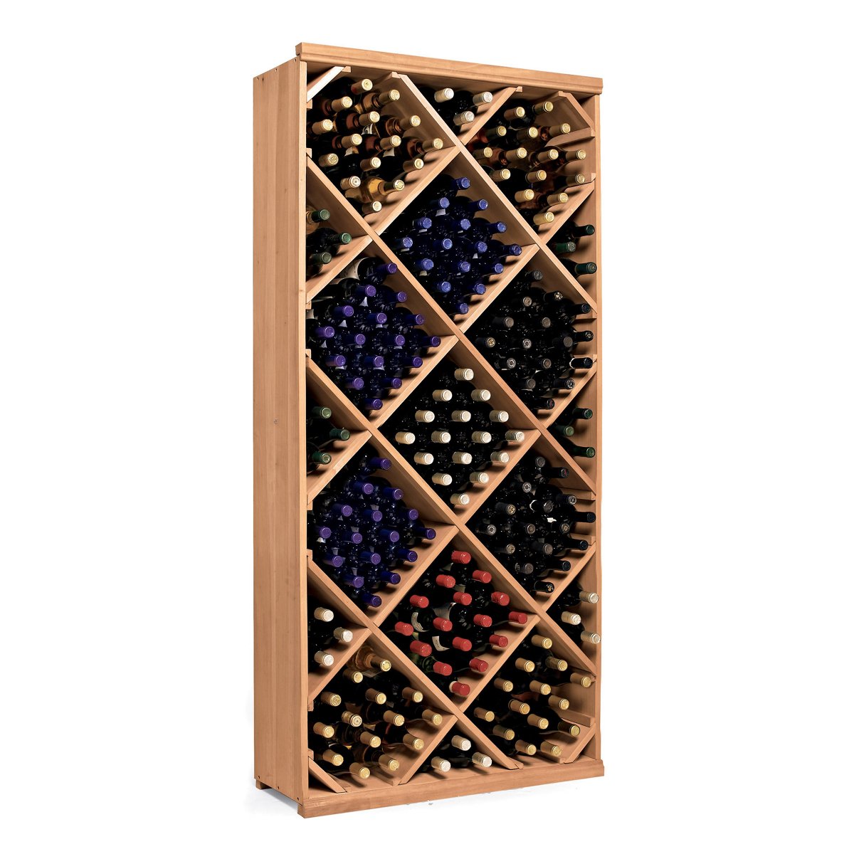 N'FINITY Natural Finish Wooden Wine Rack Kit - Diamond Bin Storage for 12 Bottles | Rustic Home Bar Organizer for Kitchen, Dining Room & Wine Cellar