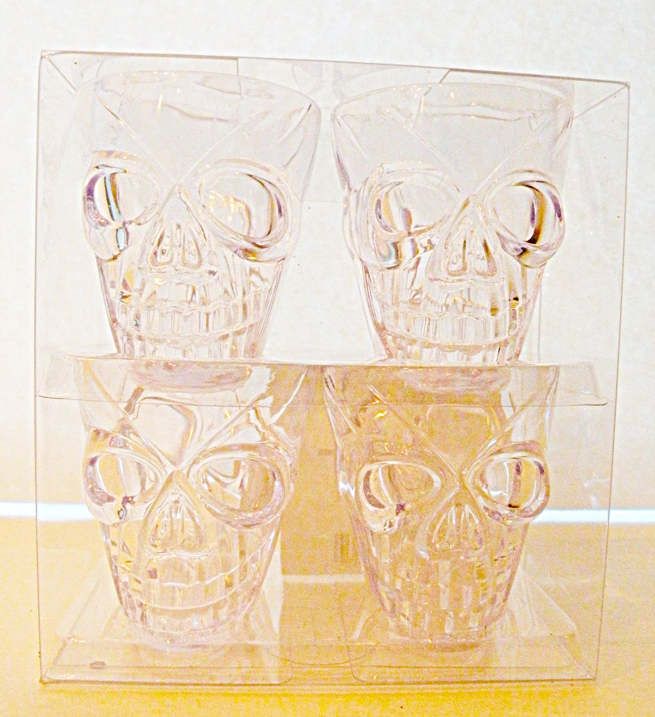 Spooky Skeleton Plastic Shot Glasses Set of 4 - Halloween Party Cups for Cocktails, Beer & Shots - Fun Barware for Themed Parties & Halloween Decor by Walgreens