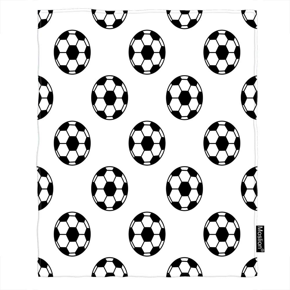 Moslion 50x60 Inch Football Throw Blanket - Soft Flannel Soccer Ball Design Cozy Blanket for Couch, Bed, Sofa & Car - Perfect for Sports Fans, Game Nights, and Outdoor Activities