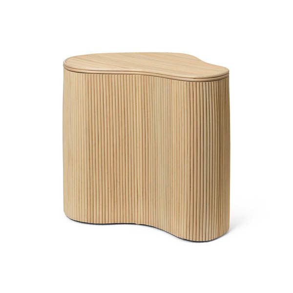 FERM LIVING Isola Storage Table - Natural Wood Side Table with Shelf for Living Room, Bedroom & Office Organization