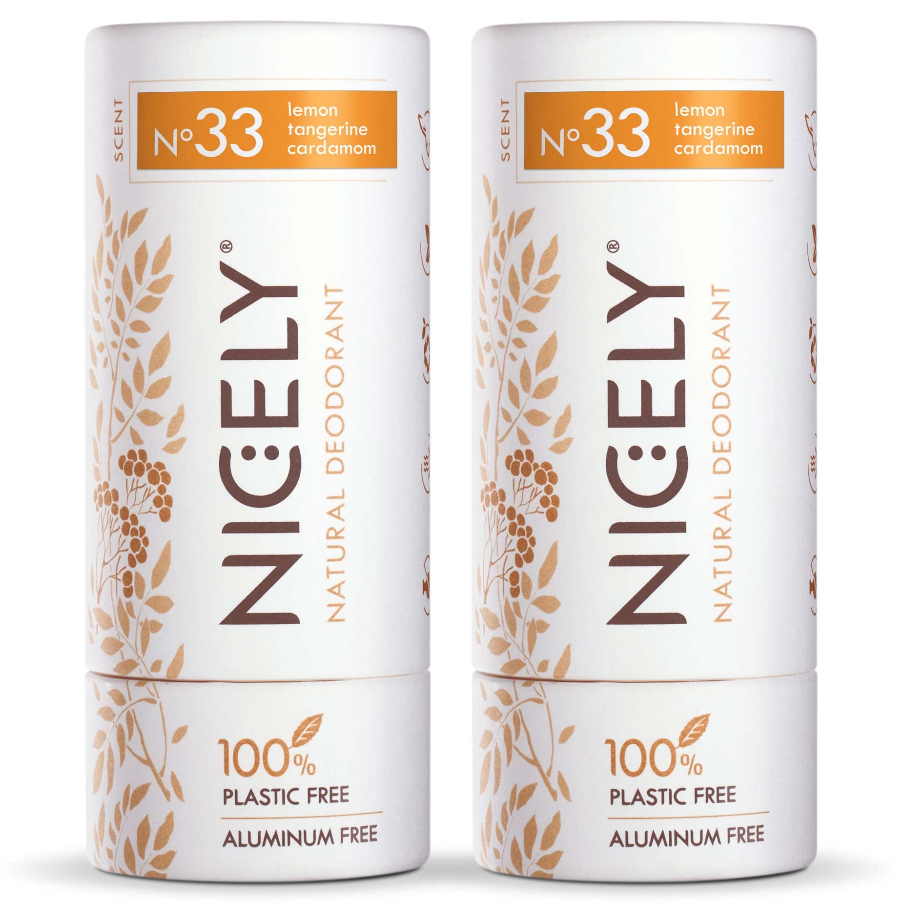 Natural Aluminum-Free Deodorant for Women - 2 Pack with 24-Hour Odor Protection for Sensitive Skin | Essential Oil Formula (Lemon, Tangerine & Cardamom) | Perfect for Gym, Work & Daily Freshness
