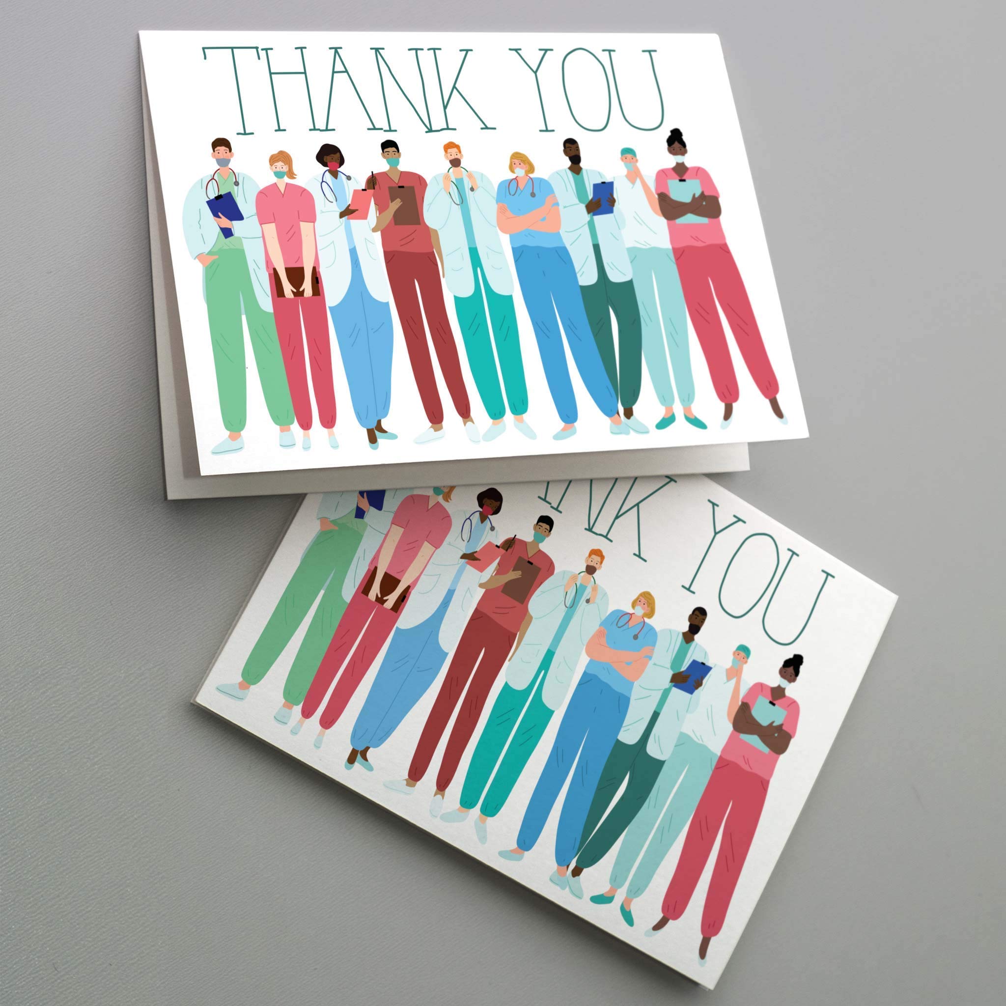 Thank You Healthcare Worker Cards Set - 24 Blank Greeting Cards with White Envelopes - Colorful Floral Designs - Personalized Stationery Printed in USA - Perfect for Nurses, Doctors & Frontline Heroes Appreciation Gifts