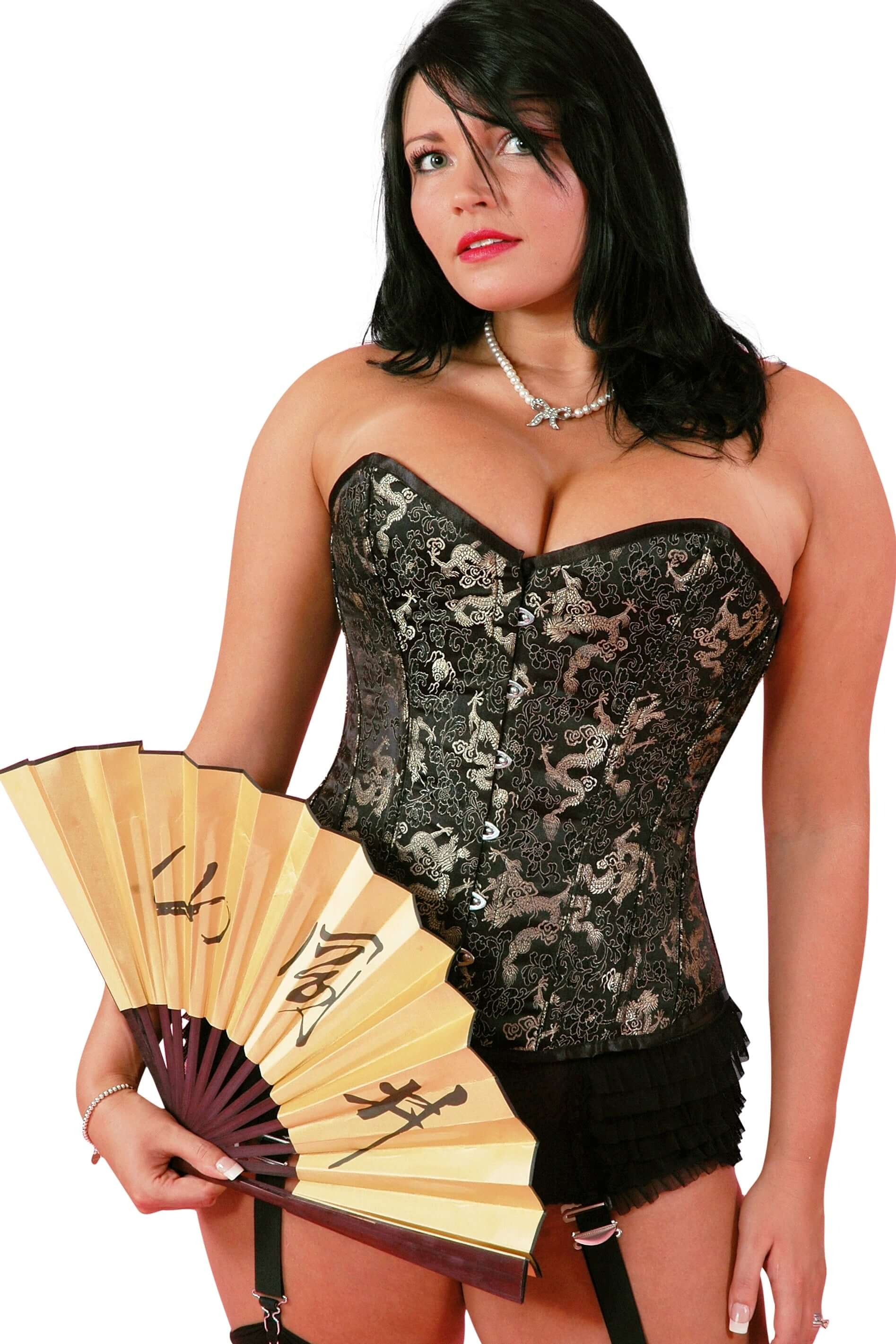Playgirl Steel Boned Dragon Brocade Corset - Victorian Style Bustier for Women | Perfect for Cosplay, Renaissance Fairs & Burlesque Performances
