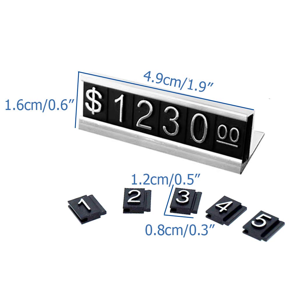 Adjustable Metal Price Tag Stand - 16 Sets (Silver) for Retail Displays