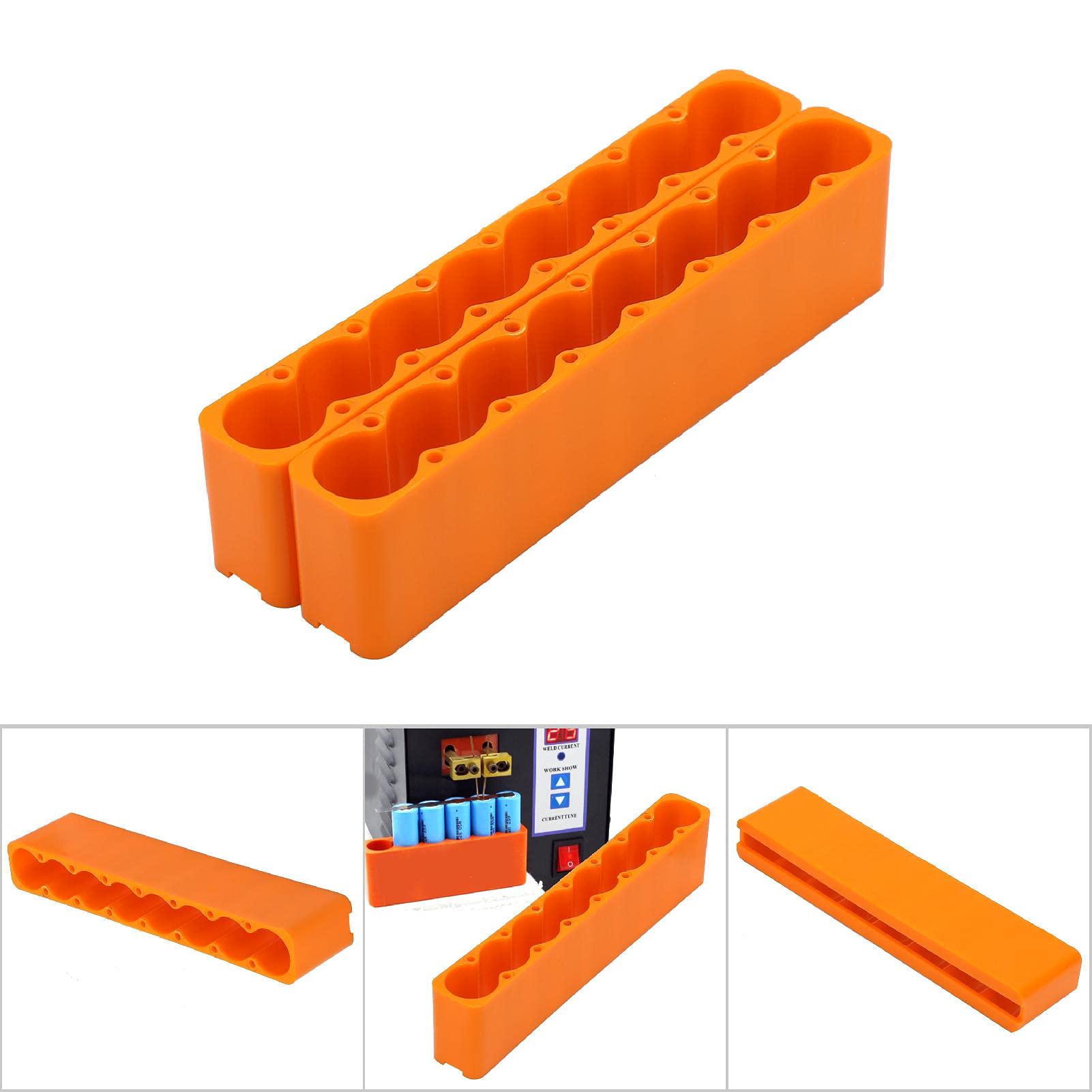 2PCS Adjustable Battery Welding Clamps - Industrial Plastic Battery Pack Holder & Mounting Jig for Spot Welding - Secure Fixing Accessory with 8 Sections (Perfect for DIY Battery Packs, RC Cars, and Solar Power Storage)