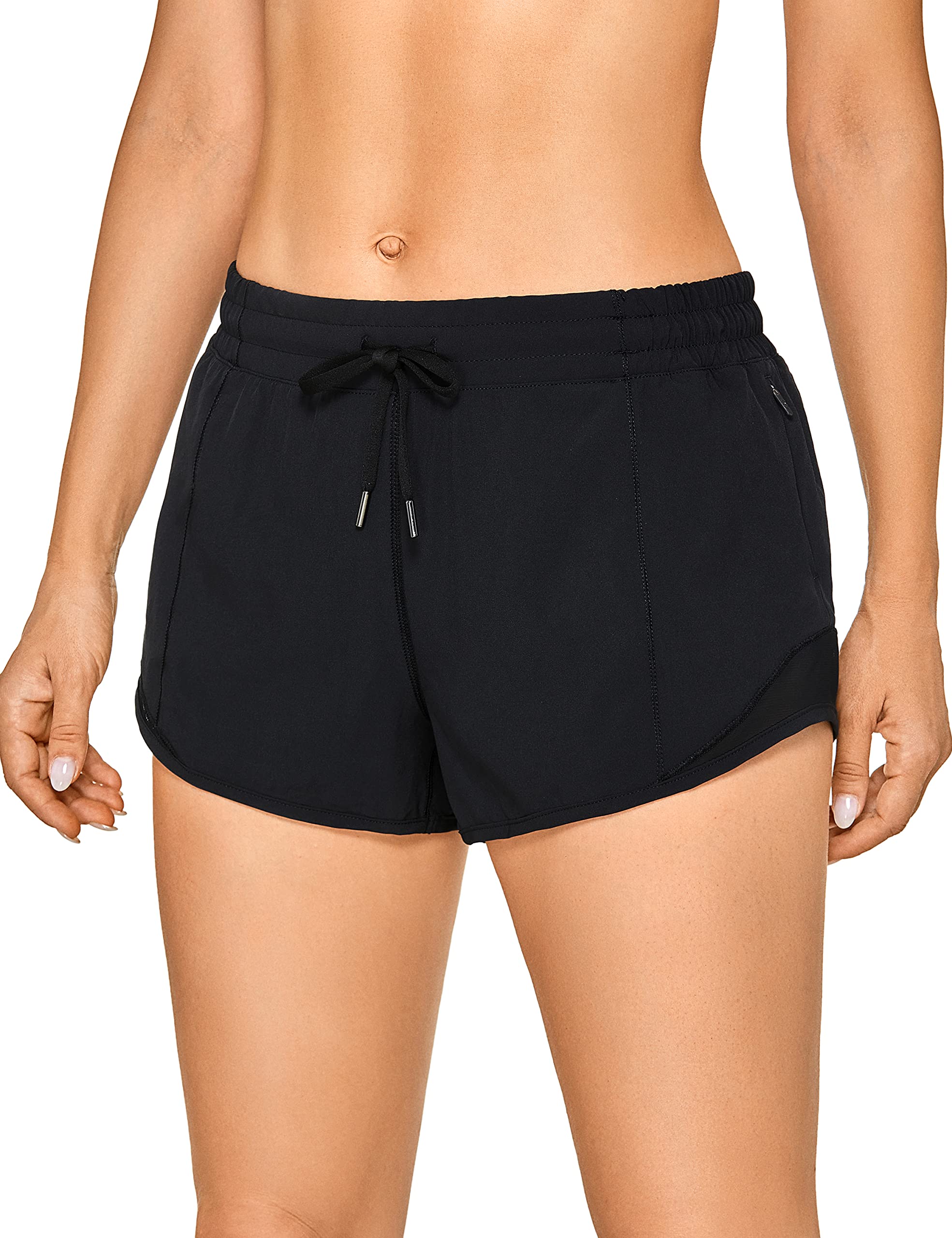 CRZ YOGA Women's High Waist Workout Running Shorts with Mesh Liner - 2.5