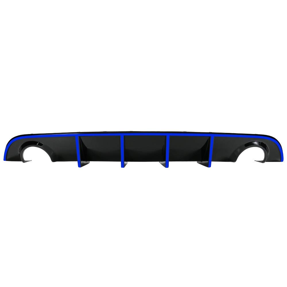IKON MOTORSPORTS V3 Style Rear Diffuser with Blue Reflective Tape - Compatible with 2015-2023 Dodge Charger SRT | Aggressive Look & Enhanced Aerodynamics | Perfect for Car Enthusiasts & Street Racing