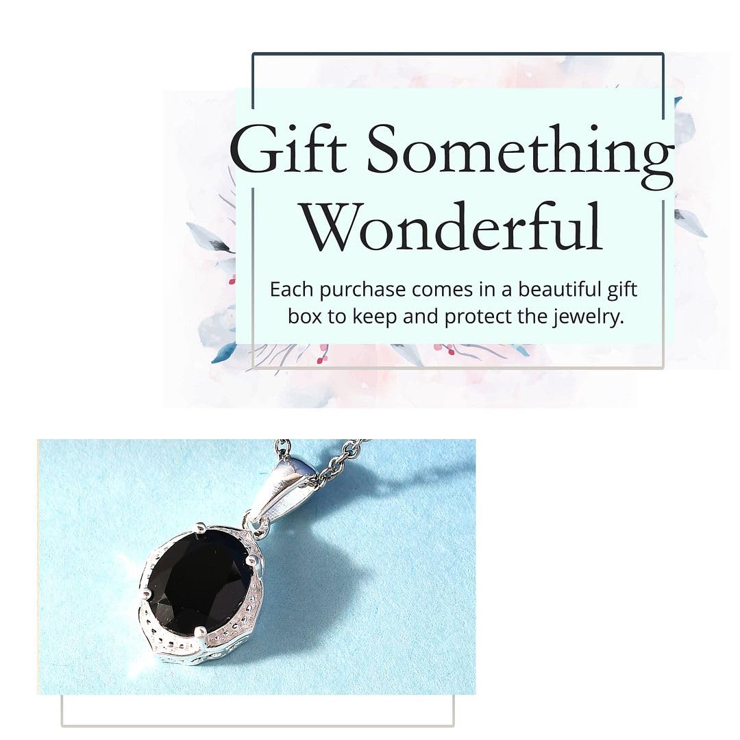 Shop LC Platinum Plated 925 Sterling Silver Black Spinel Necklace for Women - 20 Inch Elegant Promise Pendant, Perfect Birthday Gift for Her | Ideal for Parties, Anniversaries & Special Occasions