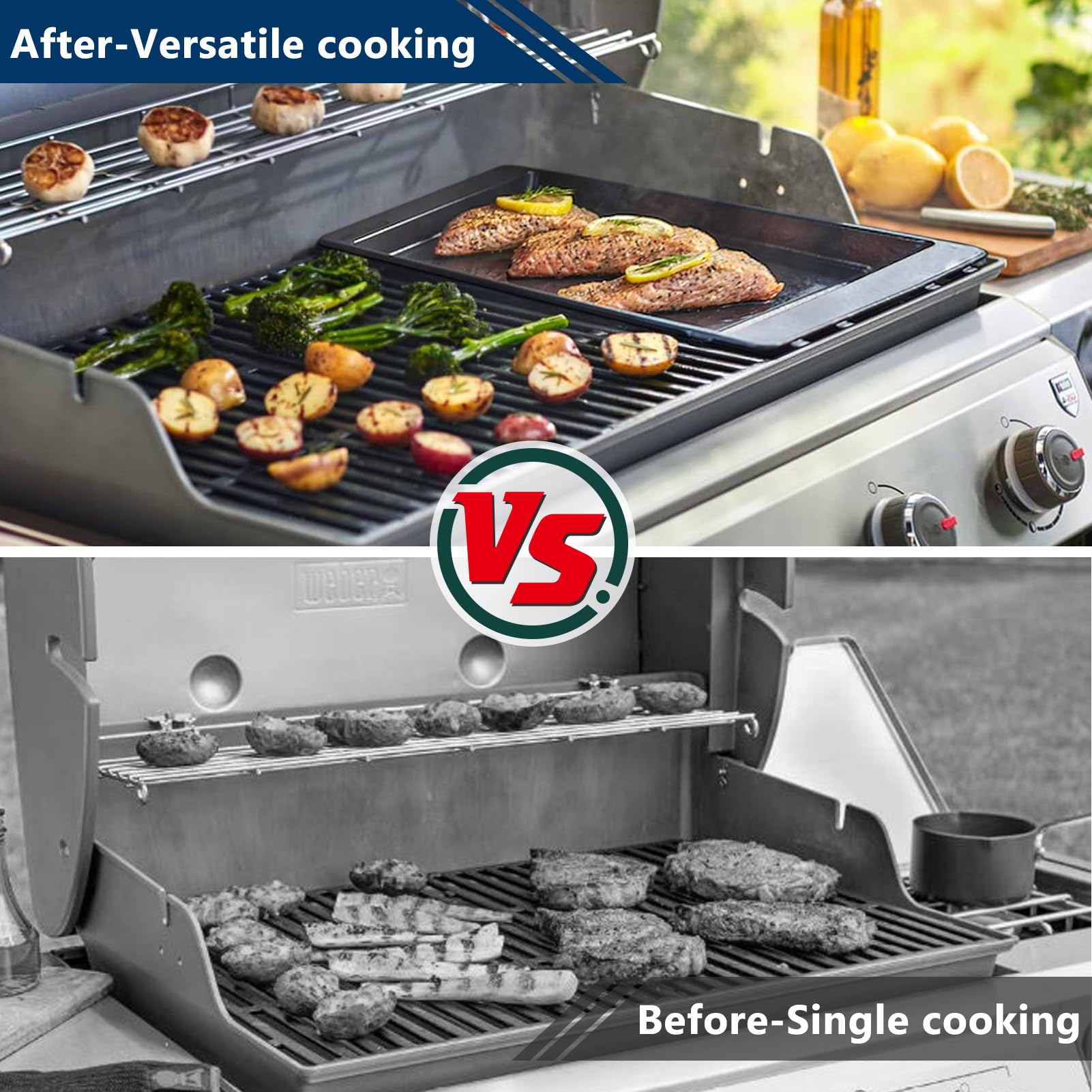 Weber Spirit & Spirit II 200 300 Series Griddle Grill Replacement Parts - Compatible with E-210, E-310, E-320, E-330, S-210, S-310 Models - Cast Iron Flat Top Griddle Insert Plate - Perfect for Outdoor BBQ, Camping & Backyard Cooking