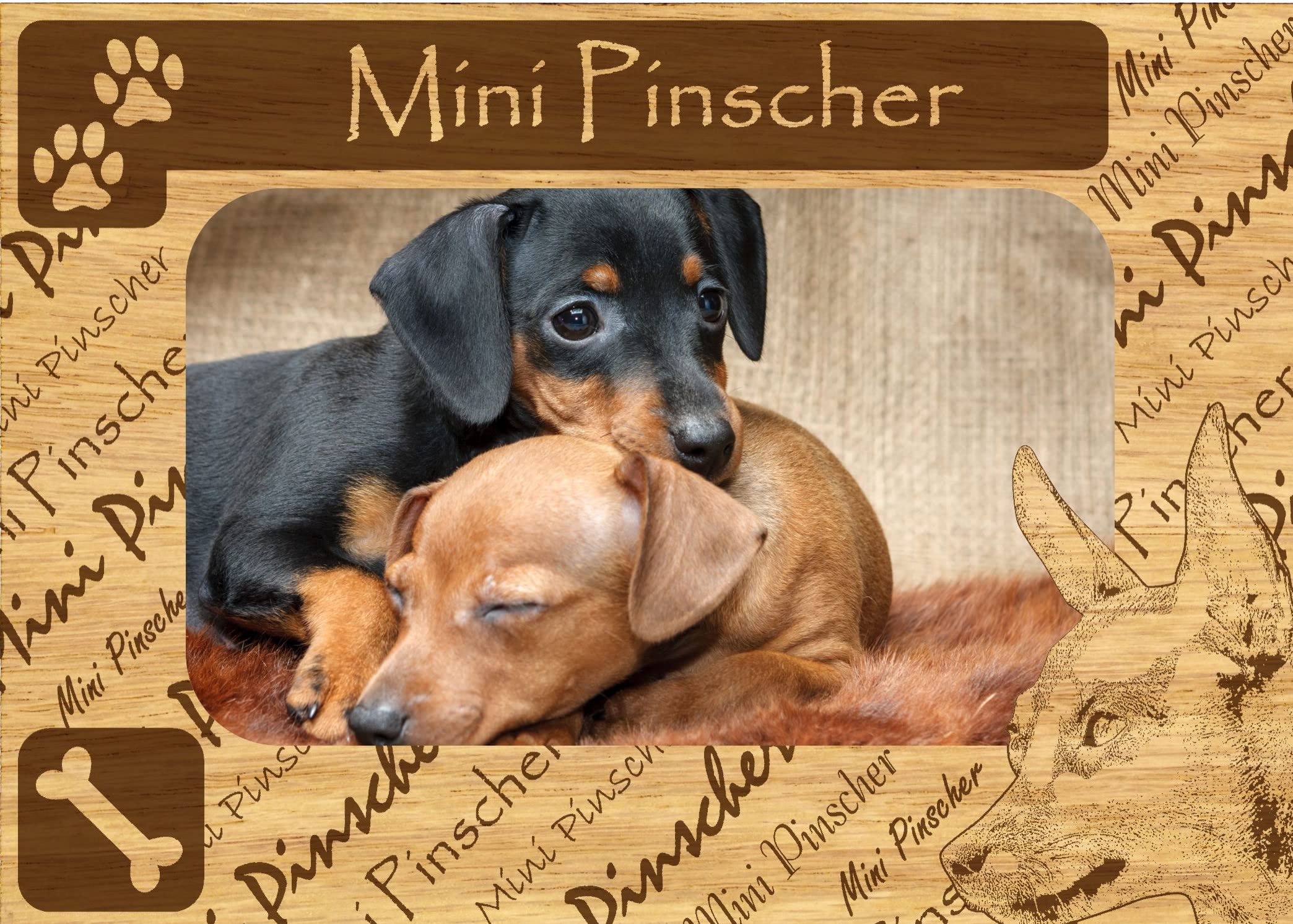 Miniature Pinscher Engraved Wood Picture Frame Magnet - Personalized Pet Photo Frame for Dogs, Home & Office Decor, Gift for Dog Lovers