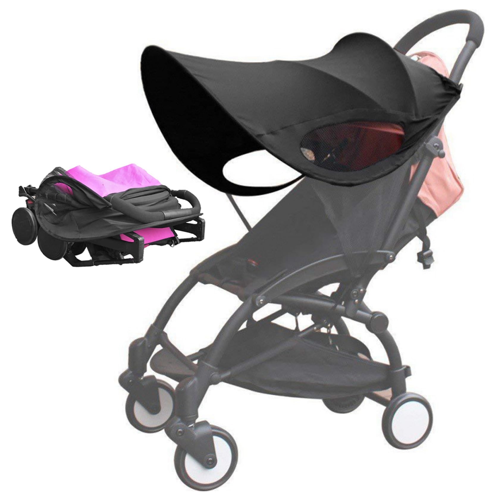 **Universal Pram Sun Shade Cover 31.5x26 Inch - UPF 50+ Waterproof & Foldable Stroller Canopy for Pushchair, Carrycot - Perfect for Outdoor Walks, Beach Trips & Sunny Days**