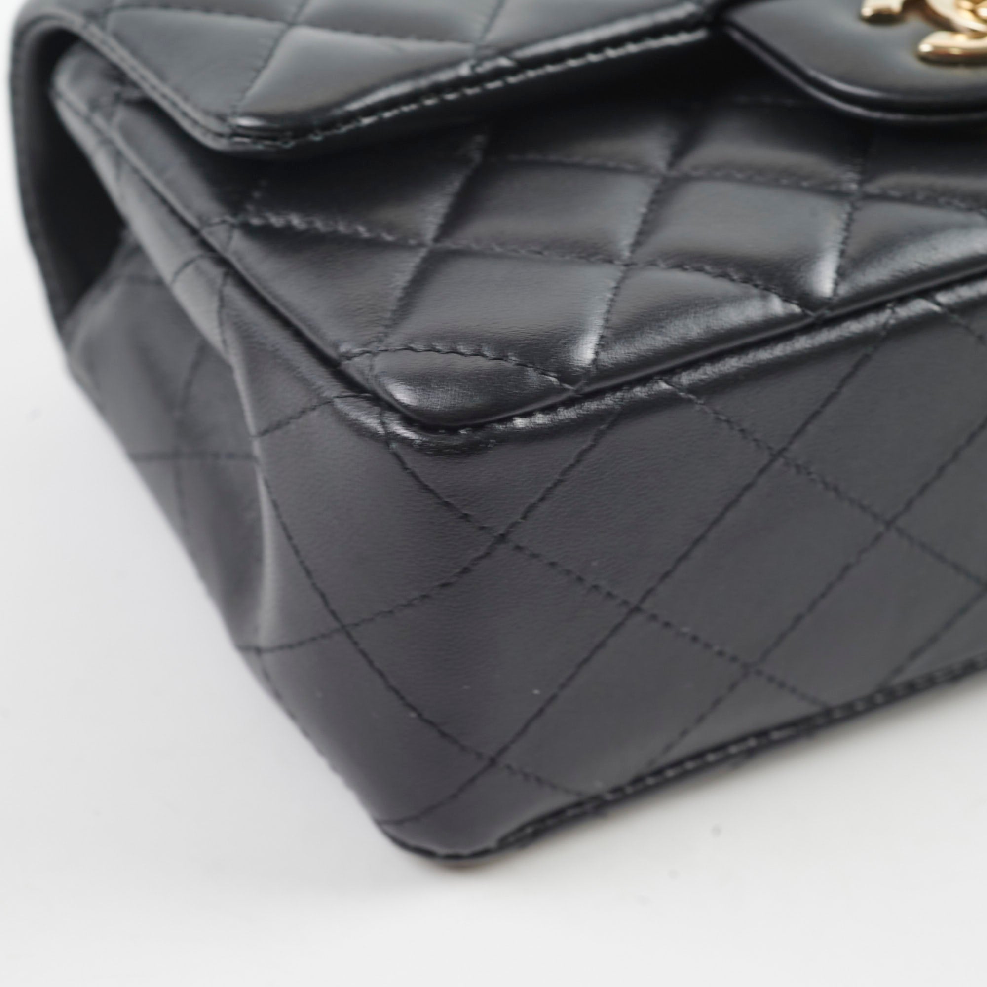 Chanel Mini Rectangle Lambskin Black Microchip Bag - Luxury Designer Crossbody Purse for Women | Perfect for Evening Events, Date Nights & Special Occasions