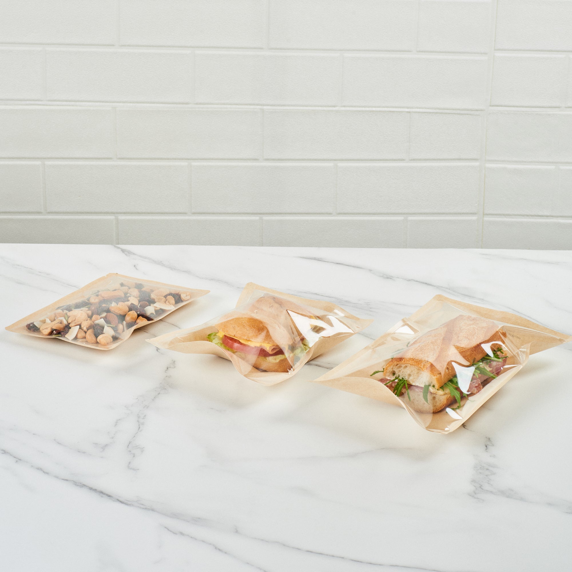 Eco-Friendly Kraft Plastic Sandwich & Snack Bags - Heat Sealable 8.25