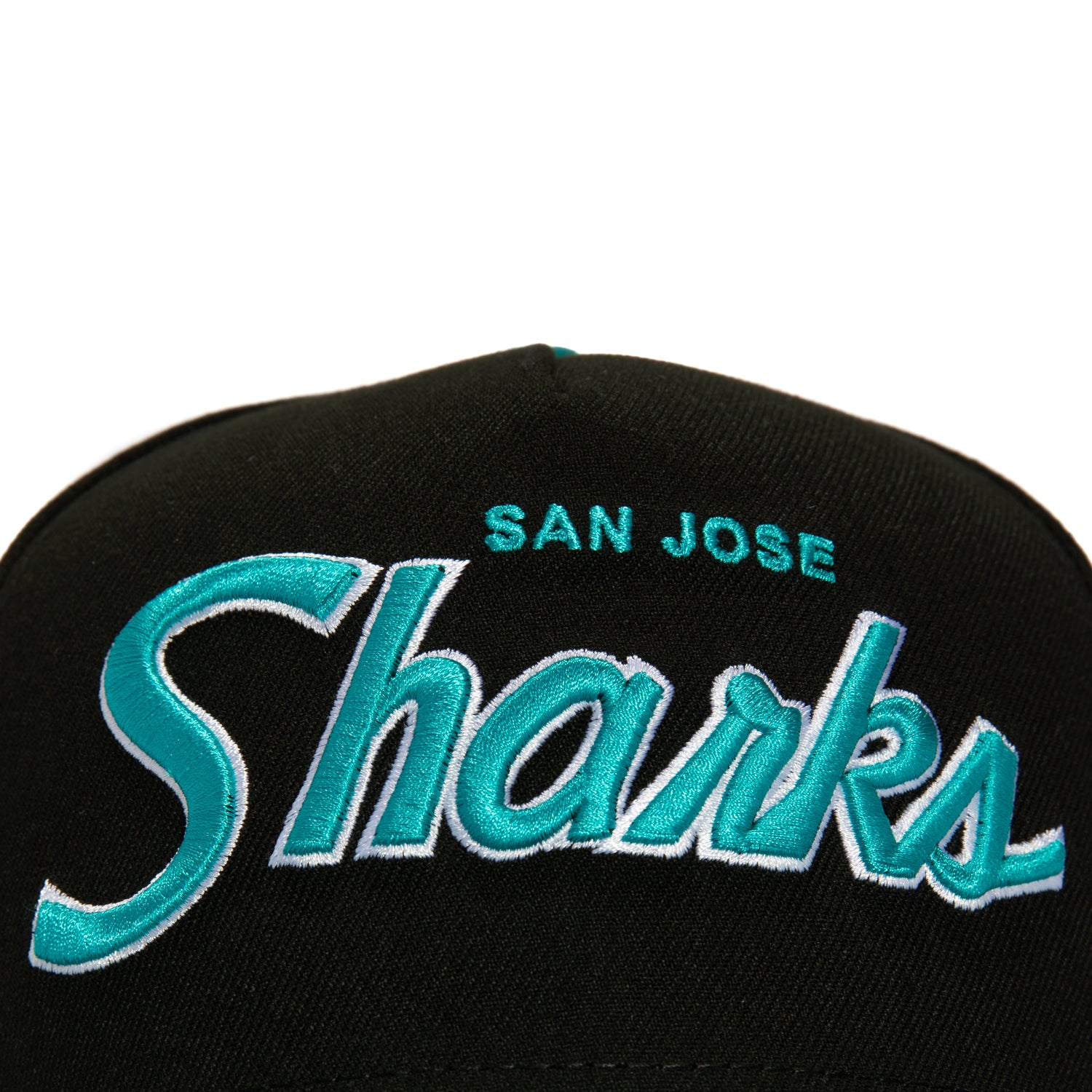 New Era 9Fifty Snapback Hat - San Jose Sharks Logo Patch & Script Design - Black & Teal Adjustable Baseball Cap for Men & Women - Perfect for Sports Games, Streetwear & Casual Outfits