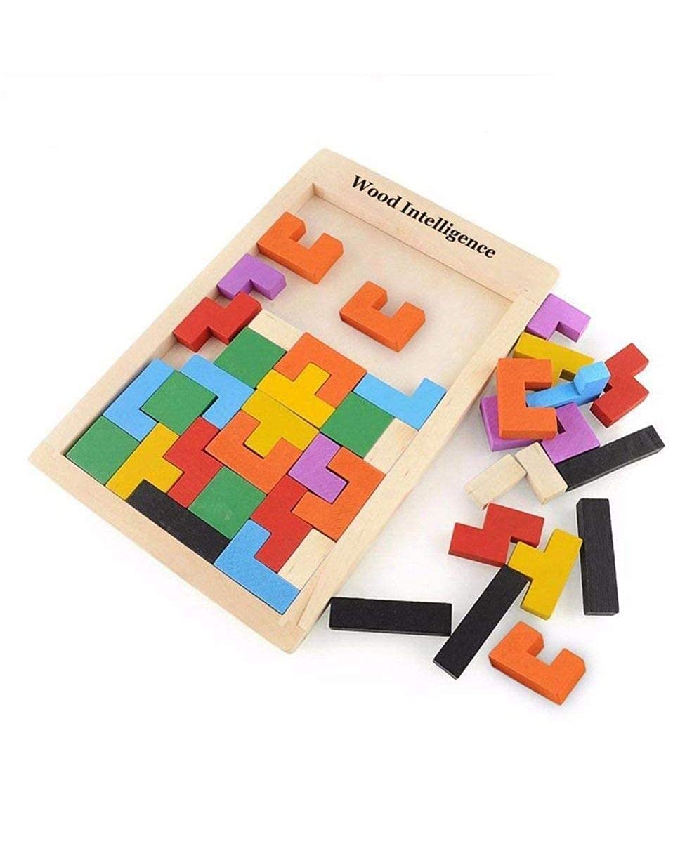 Wooden Russian Blocks Puzzle Set for Kids & Adults - 40 PCS Brain Teaser Toy with Storage Bag, Educational Gift for Ages 3-8 | Family Game Night, Classroom Learning & Travel Activity
