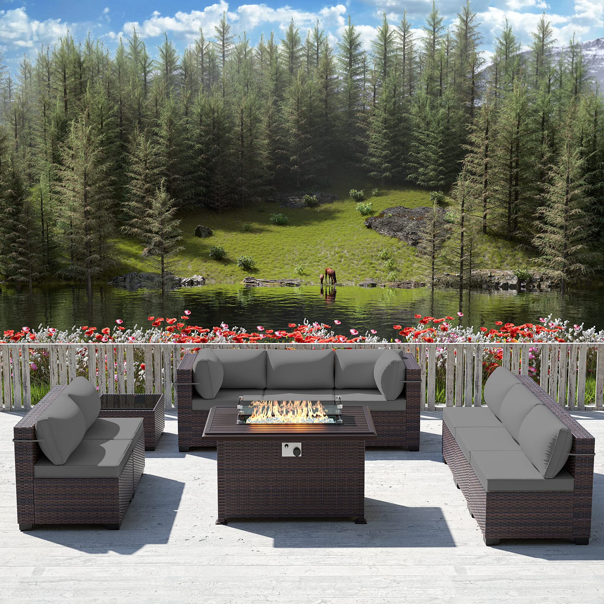 10-Piece Outdoor Patio Furniture Set with 43