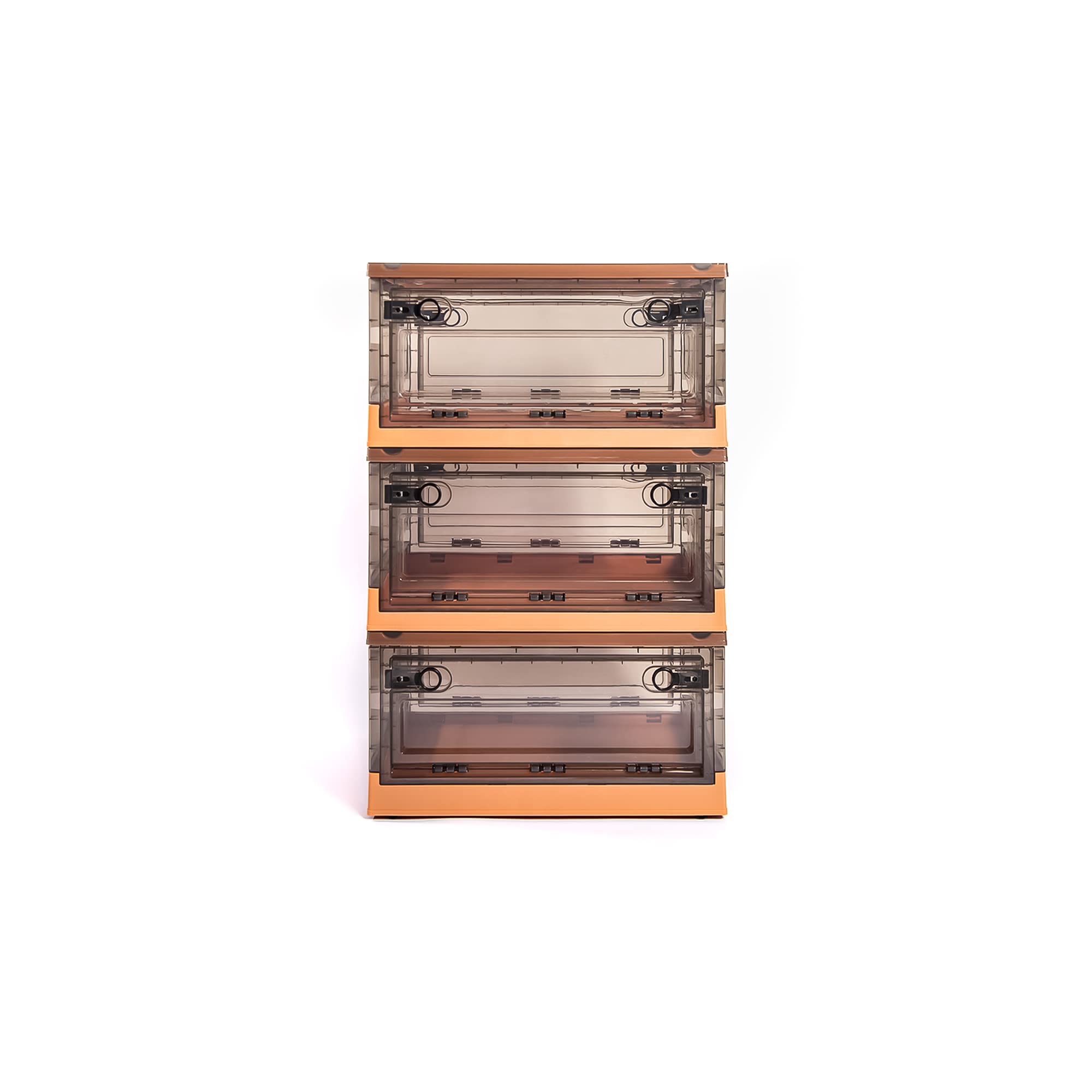 3-Pack Medium Orange Storage Bins with Side Opening & Stackable Lid - Collapsible Foldable Storage Boxes for Home & Office Organization - Perfect for Closet, Pantry, Kids Room & Garage Storage - Best Home Fashion