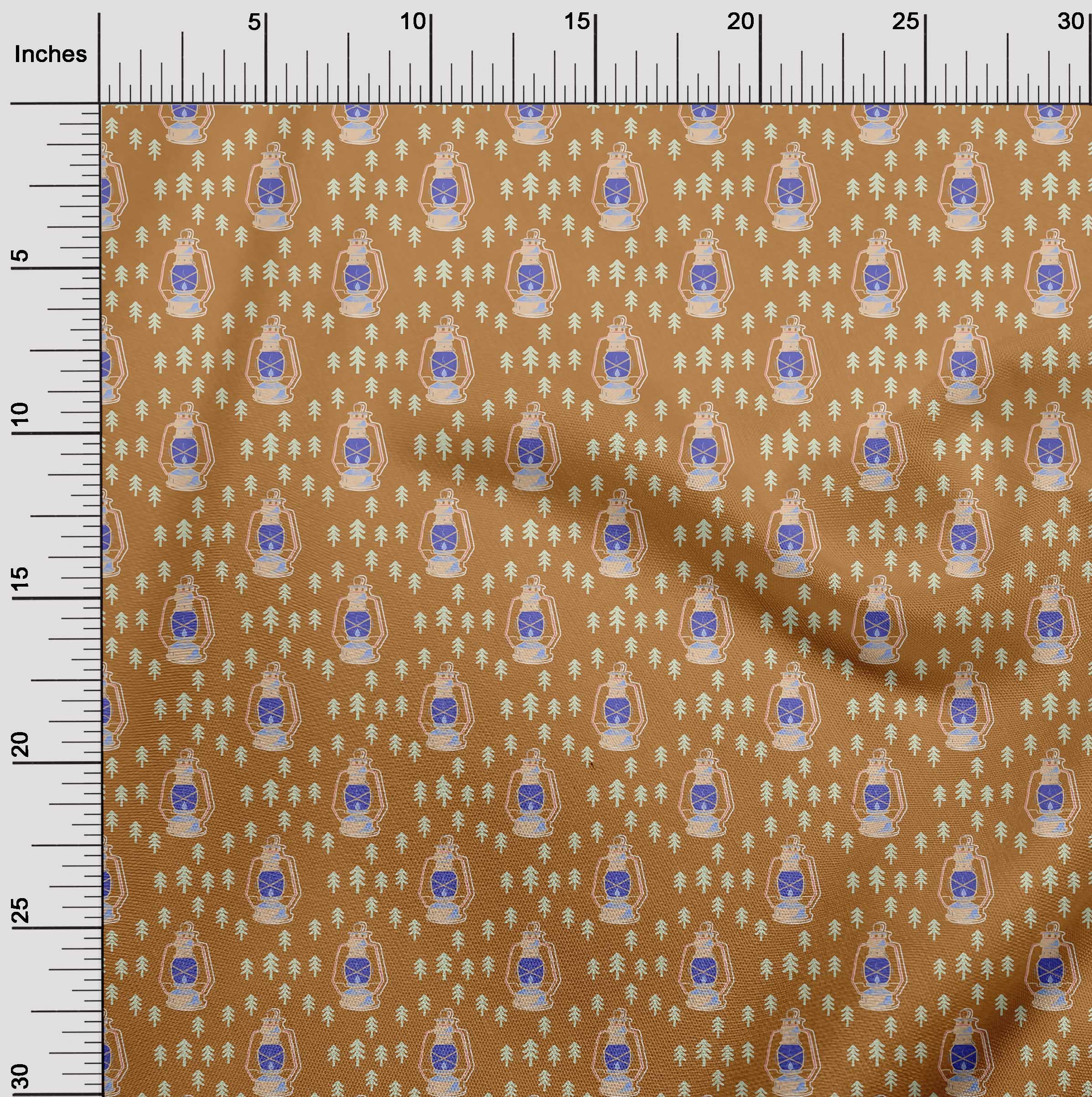Premium Cotton Silk Blend Dark Mustard Print Fabric by the Yard - 42 Inch Wide for Halloween Lamps, Sewing Projects & Home Decor | Soft Drapery Material for Costumes, Curtains & DIY Crafts