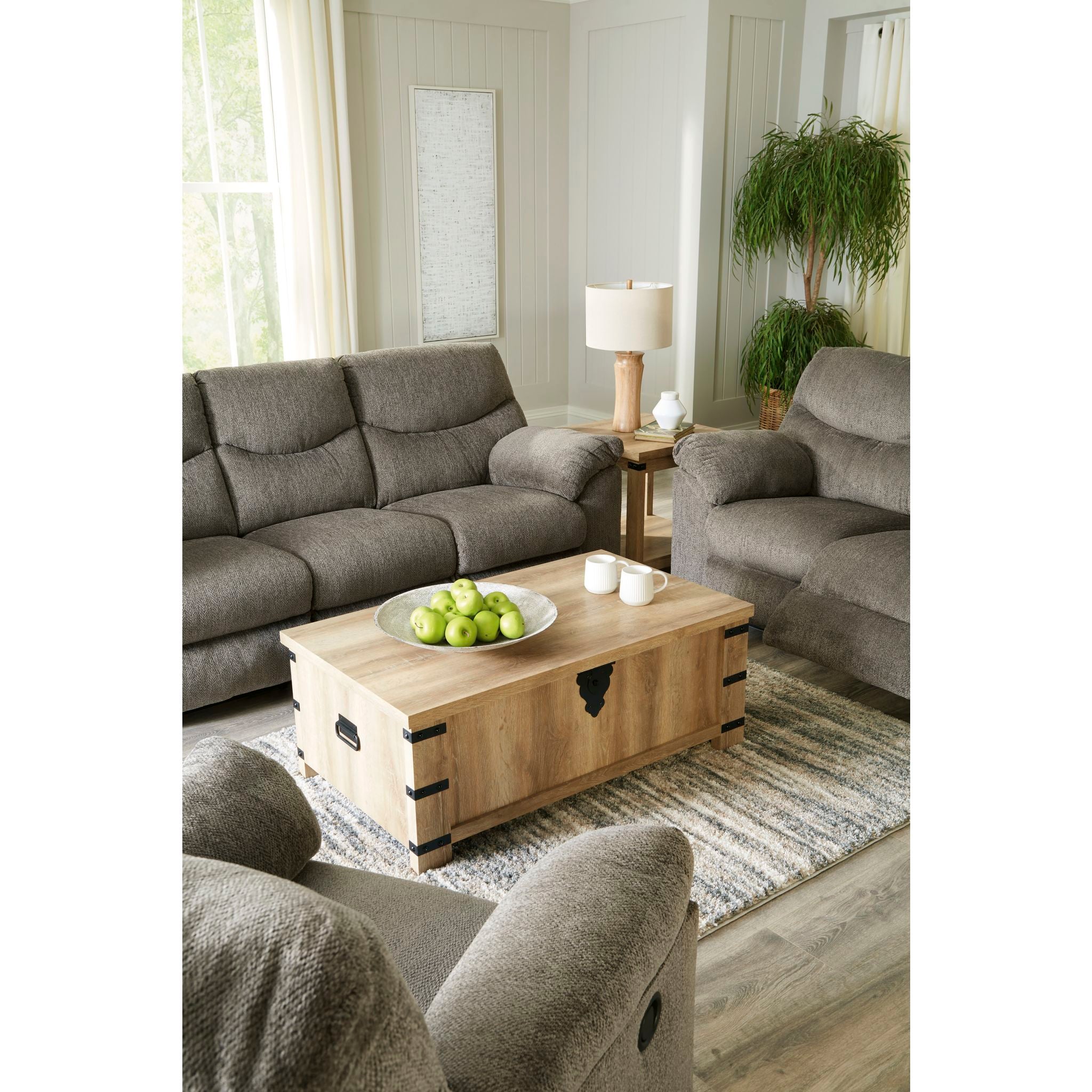 Alphons Reclining Sofa in Putty Color - Modern Comfortable Sectional Couch for Living Room, Family Room & Home Theater