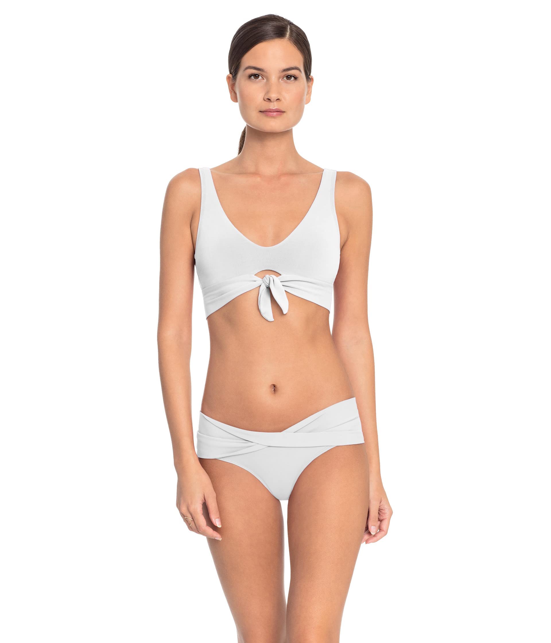 AVA TWIST BIKINI BOTTOM - Women's High Waisted Swimwear Bottom (White, Medium) | Perfect for Beach Vacations, Pool Parties & Summer Getaways