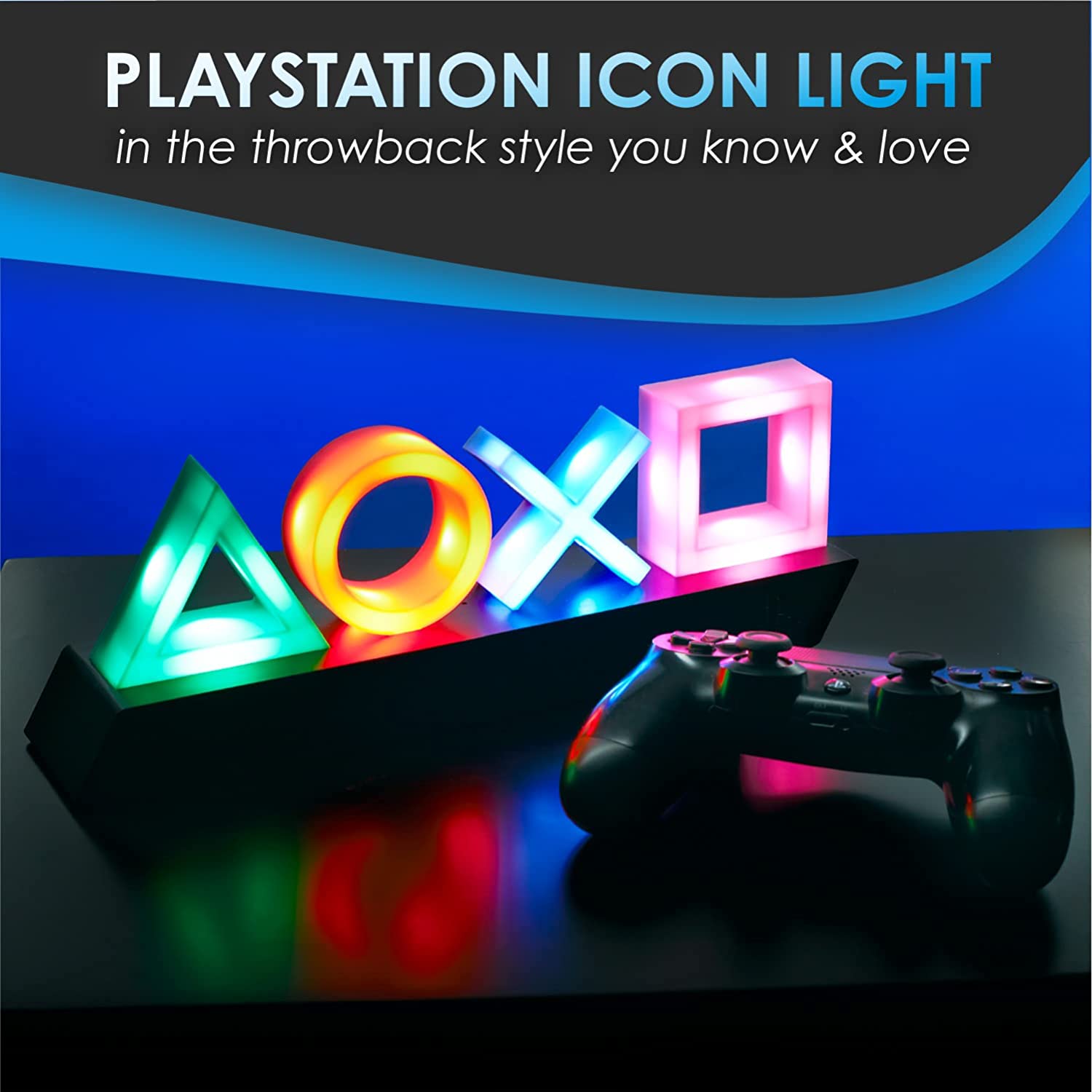 Paladone Playstation Icons LED Light - 3 Adjustable Lighting Modes for Gaming Room Decor, Bedroom Night Light & Gamer Gift