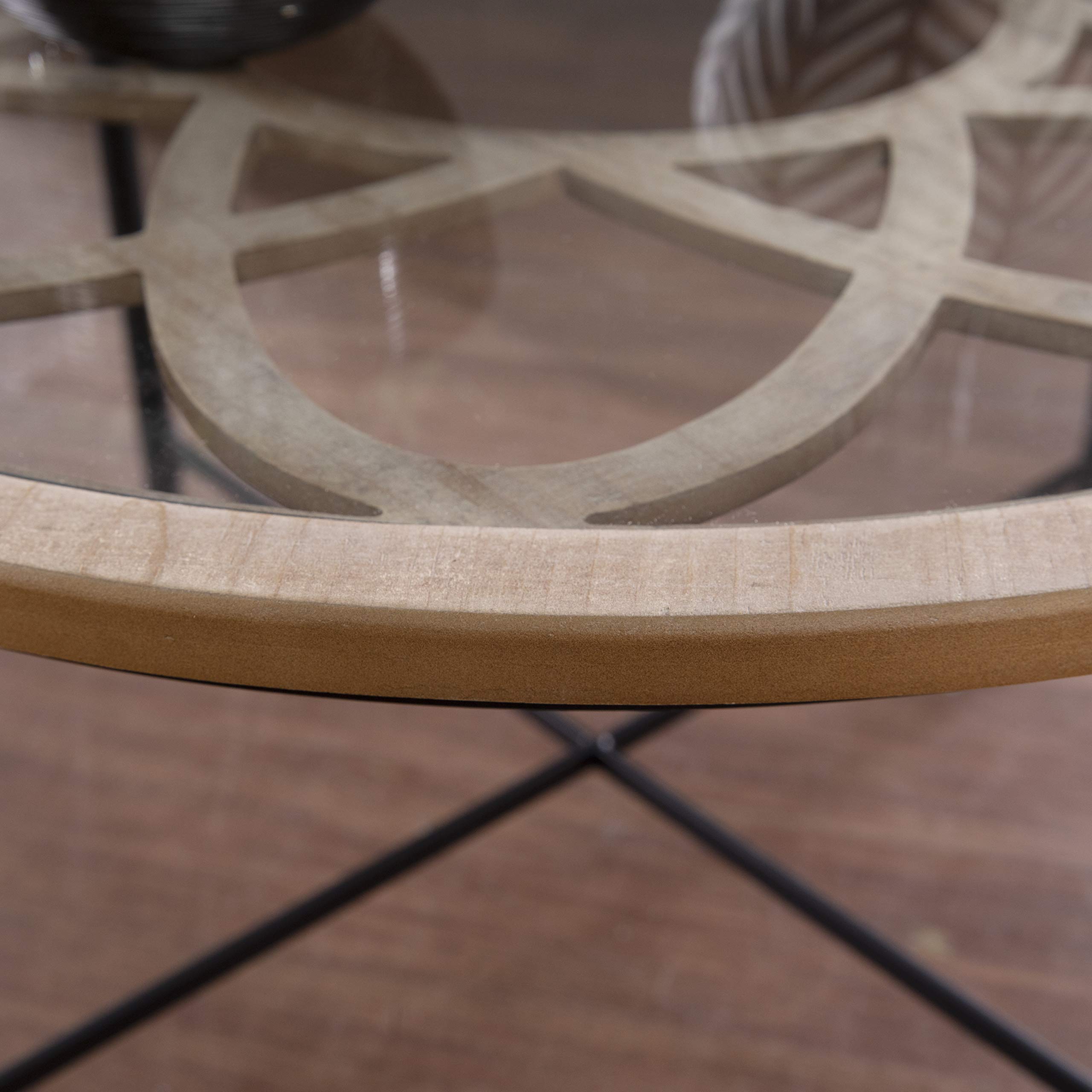 SEI Furniture Melvoir Cocktail Table - Black/Natural Finish Coffee Table for Living Room, Lounge & Home Decor - Modern Side Table for Drinks & Snacks