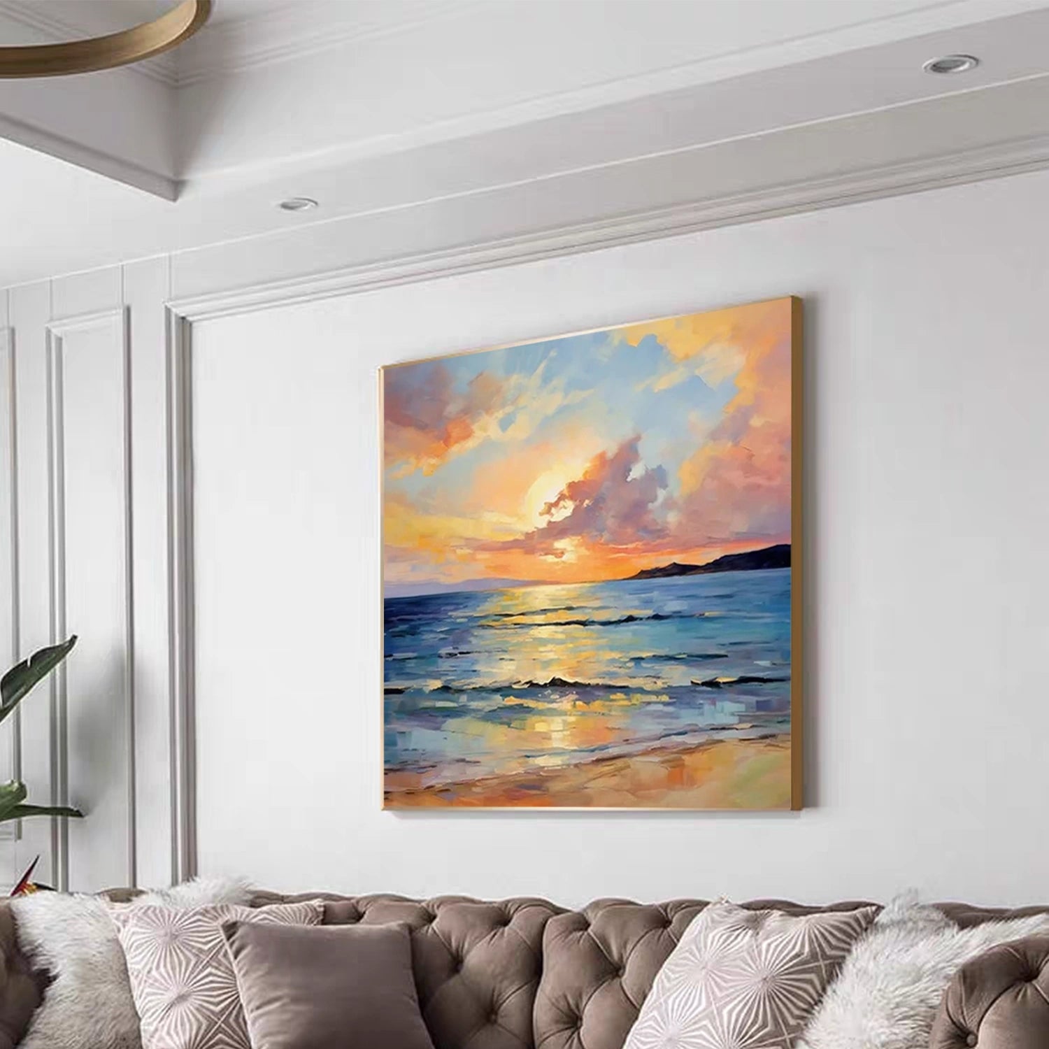 Ocean And Sky Abstract Canvas Art Print #OS 269 - Modern Coastal Wall Decor for Living Room, Bedroom & Office
