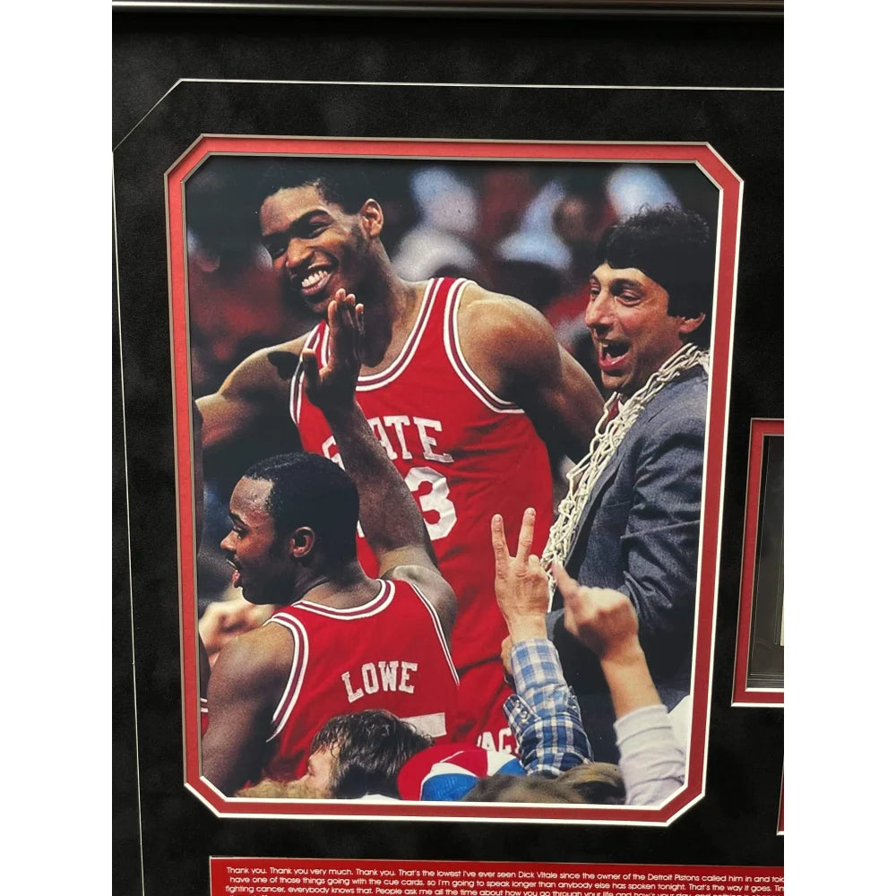 Jim Valvano Autographed Framed Collage with ESPY Speech - Signed Cut Signature & BAS COA - Perfect for Sports Memorabilia Collectors, Man Cave Decor, and Inspirational Gifts