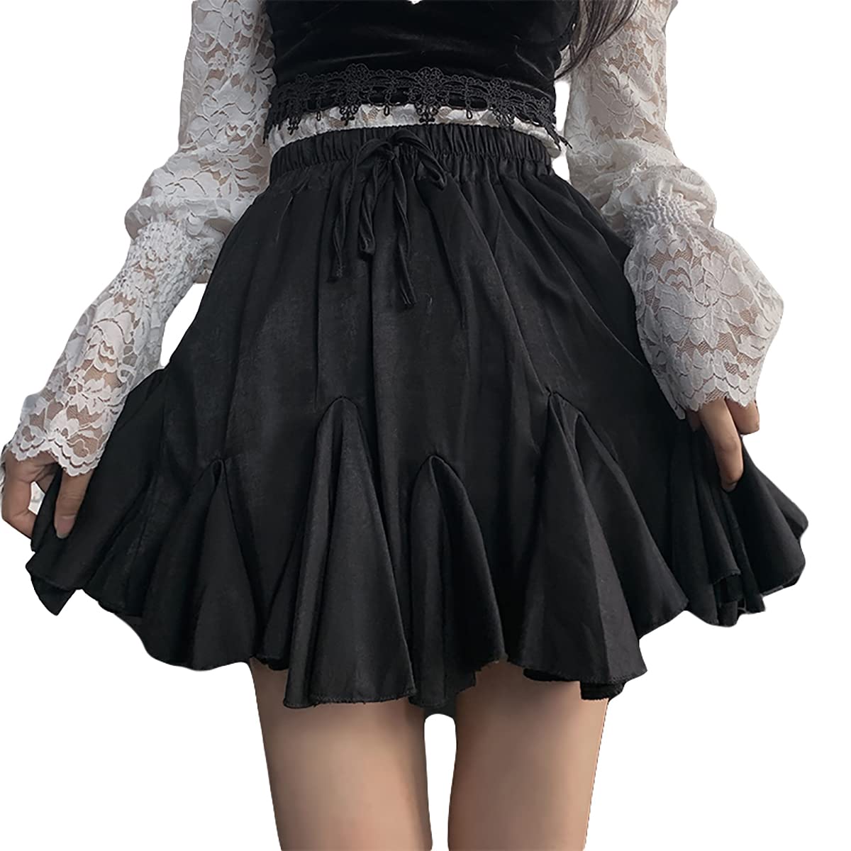 Ruolai Women's High Waist Ruffle Mini Skirt - Summer Cute Pleated Skater Skirt for Beach, Party & Casual Wear | Solid Color Short Skirts for Women