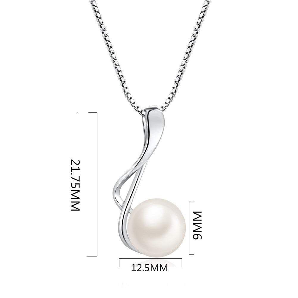 MABELLA 925 Sterling Silver Necklace with 9MM AAA White Freshwater Pearl Pendant - Elegant Jewelry Gift for Women, Perfect for Weddings, Anniversaries & Special Occasions
