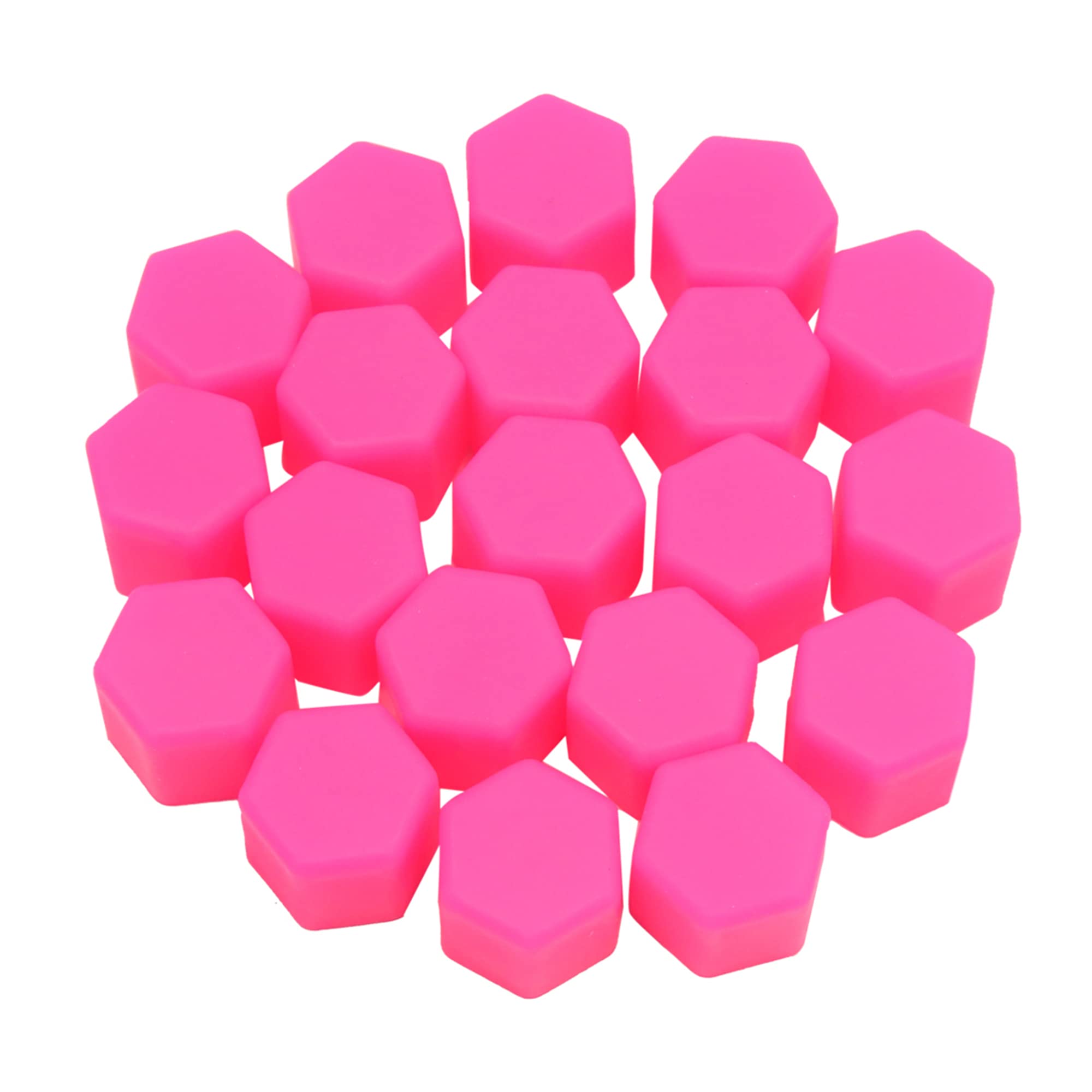 20Pcs 17mm Pink Glow in The Dark Wheel Lug Nut Covers - Durable Hub Screw Protective Caps for Cars, Trucks & SUVs - Night Visibility & Rust Prevention Accessories