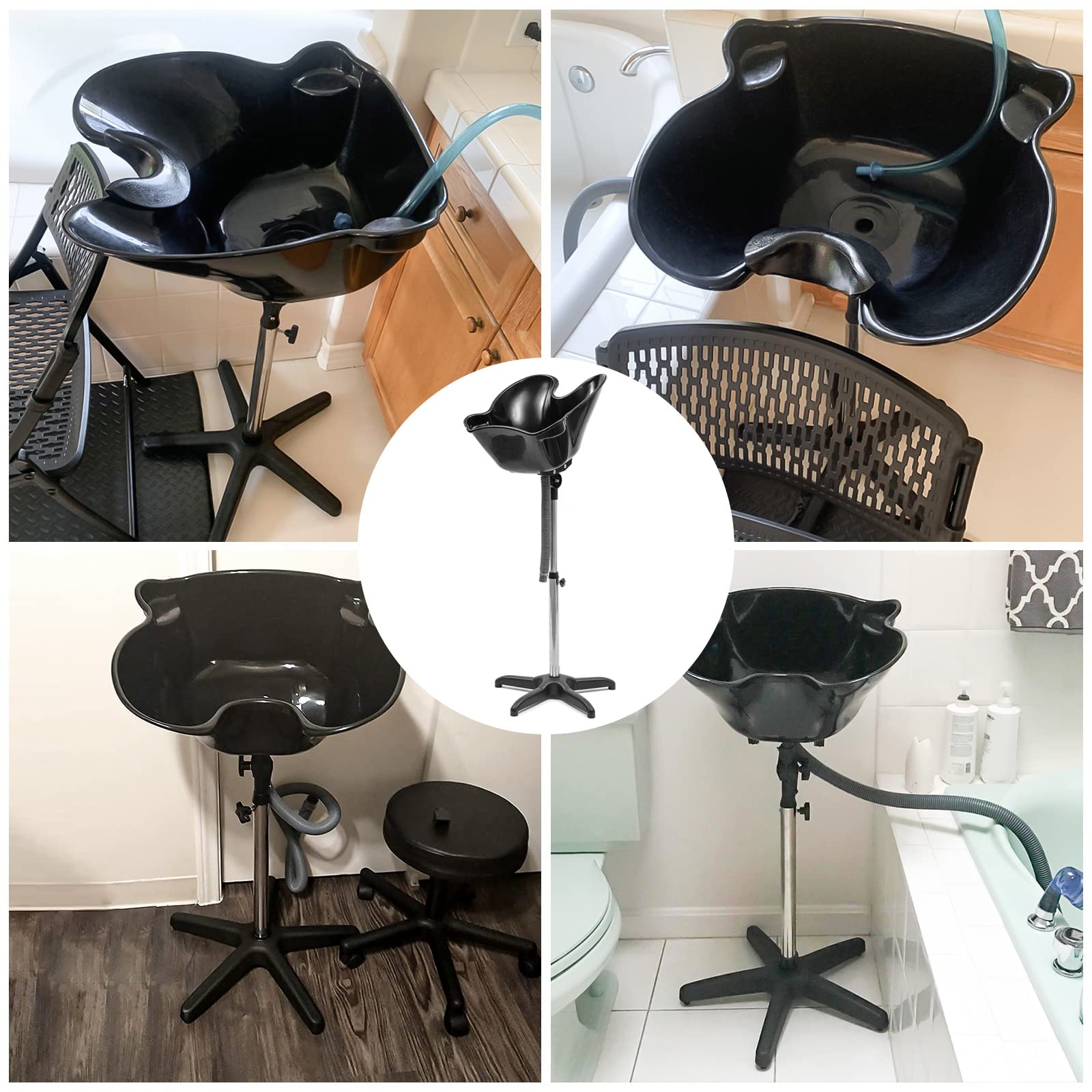 Adjustable Portable Shampoo Bowl - Salon-Grade Hair Washing Basin with Drain for Home & Professional Use | Perfect for Hair Salons, Spas, and At-Home Hair Treatments